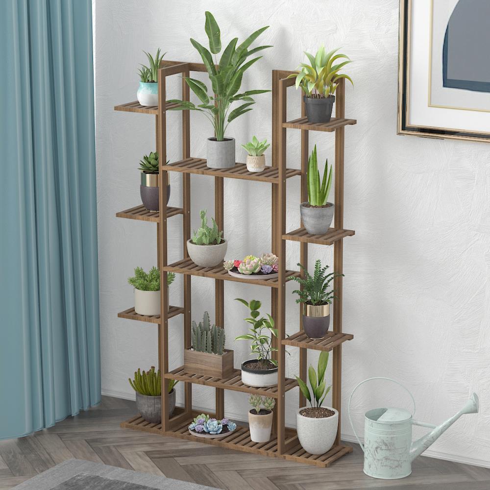 FUFU&GAGA Plant stand 55.9-in H x 36.2-in W Brown Indoor/Outdoor ...