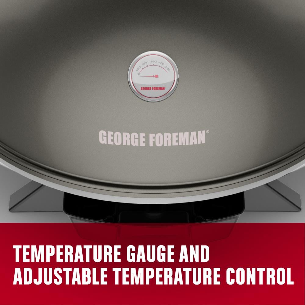 Indoor, Outdoor 15+ Serving Domed Electric Grill with Ceramic Plates &  Temperature Gauge - Gun Metal