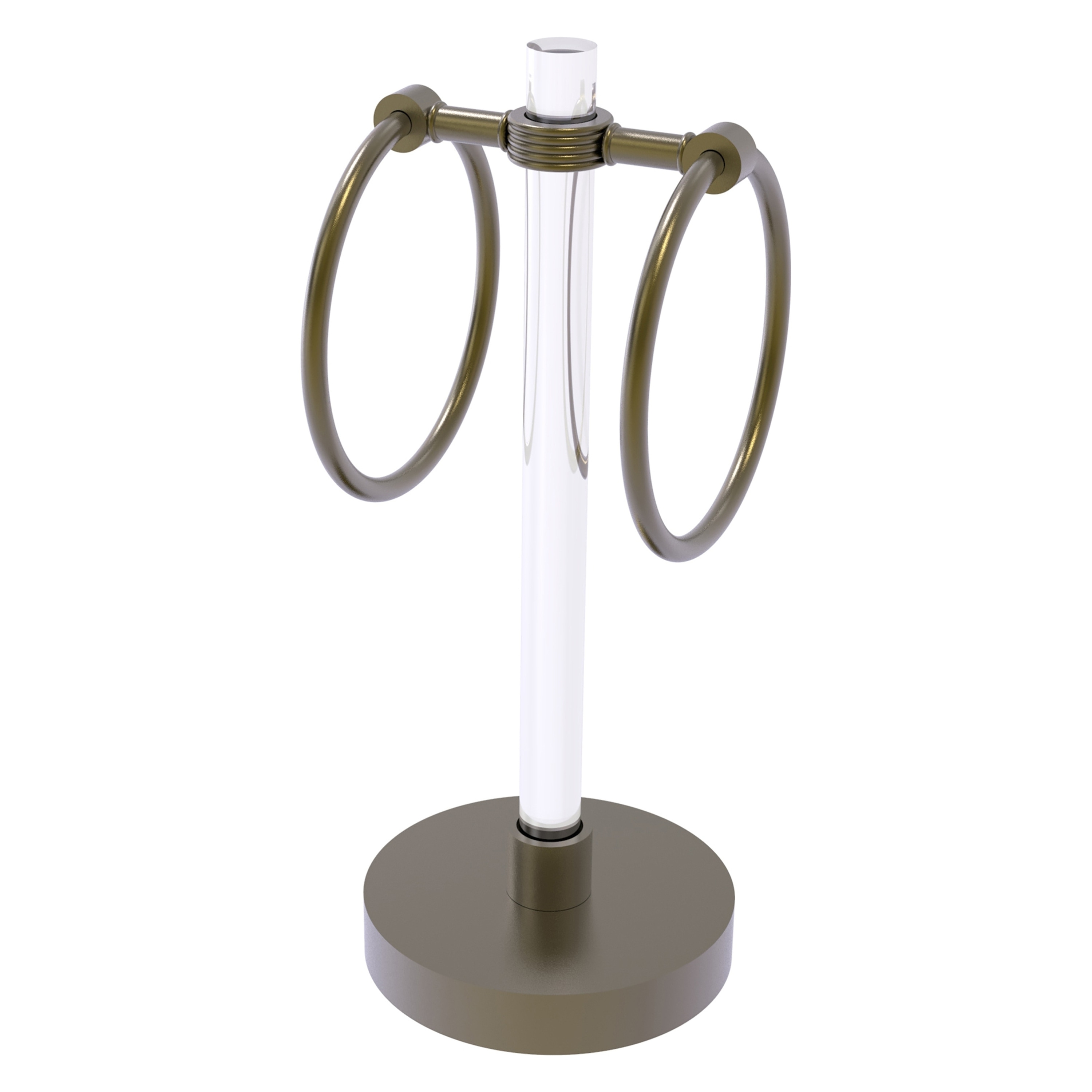 Allied Brass CV-GTRSG-10-ABR Clearview Antique Brass Freestanding countertop Single Towel Ring