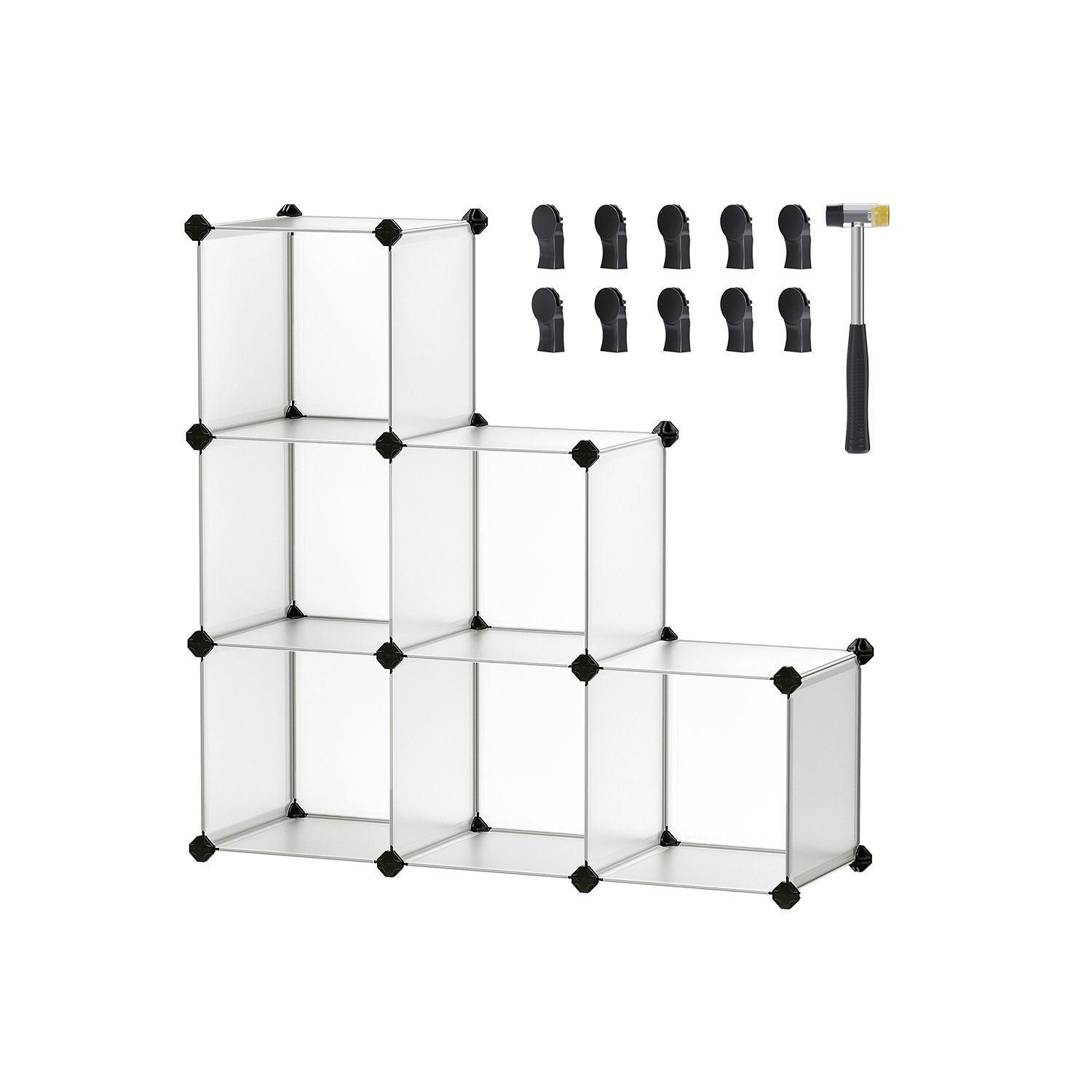 Slickblue Modular White Cube Storage Organizer with 6 Stackable Cubes for Bedroom Closet or Living Room