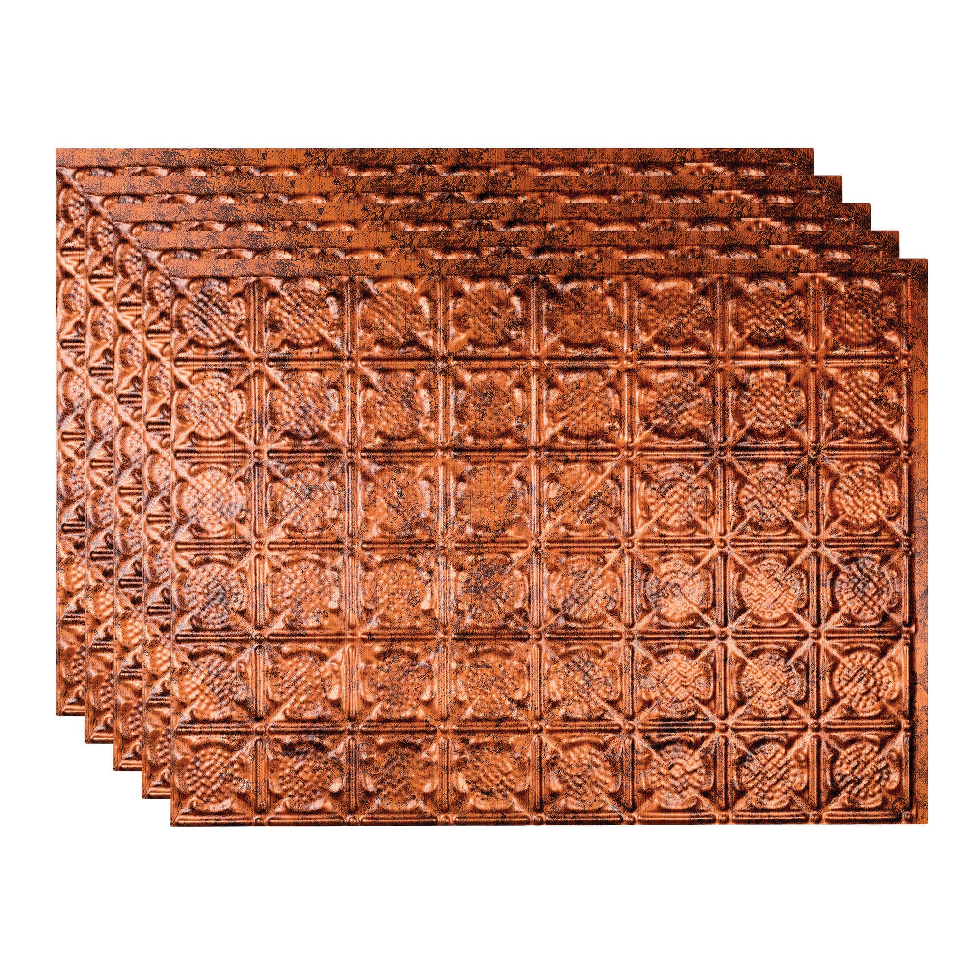 Fasade PB5618 Traditional 6 18.25-in x 24.25-in Vinyl Moonstone Copper Backsplash Panels 5.0 -Pack