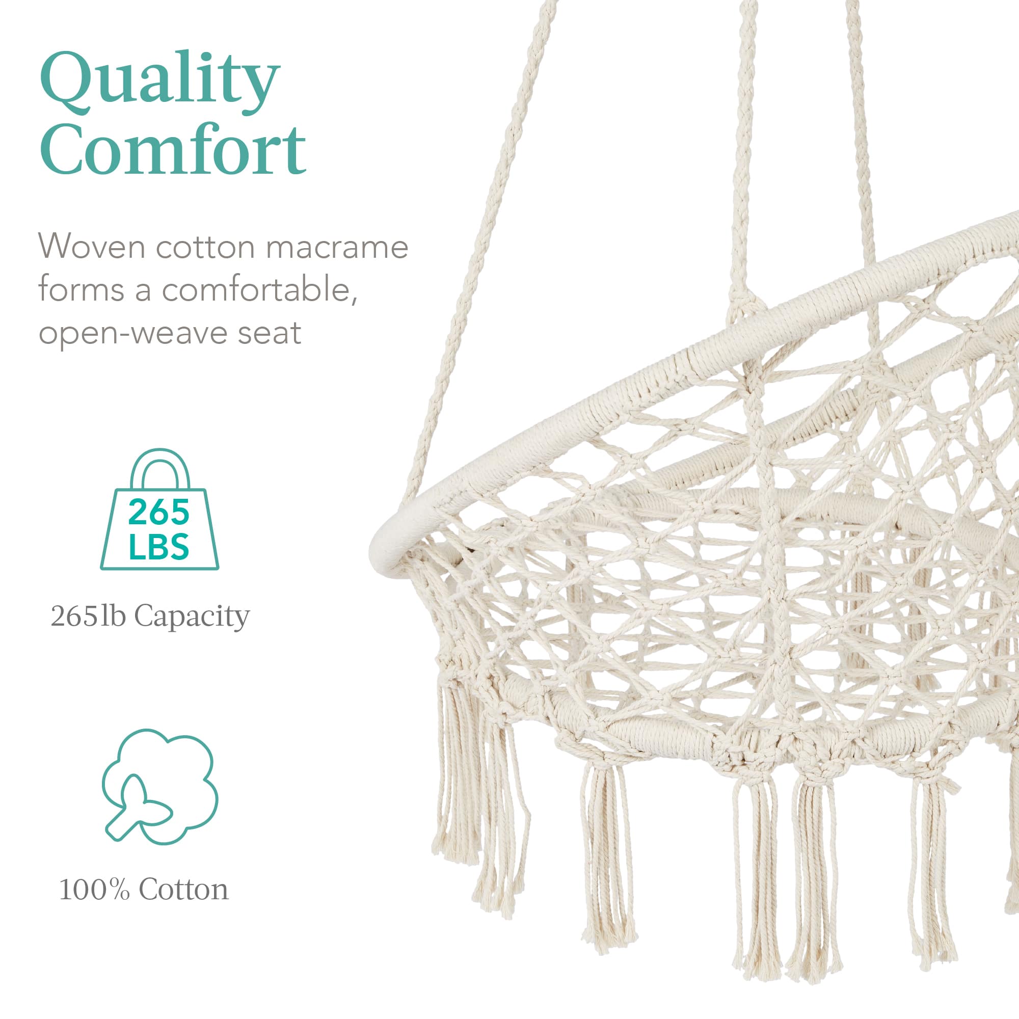Best Choice Products Macrame Hammock Swing Chair - Thumbnail 5
