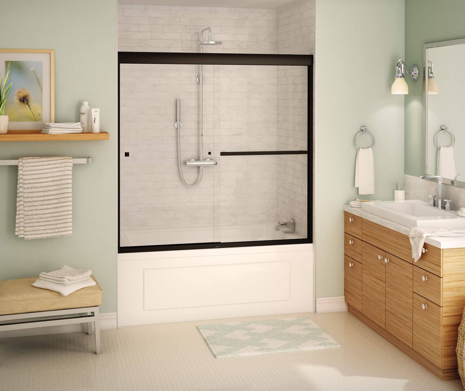 MAAX 135673-900-172-000 Aura Dark Bronze 55-in to 59-in W x 57-in H Semi-frameless Sliding Bathtub door