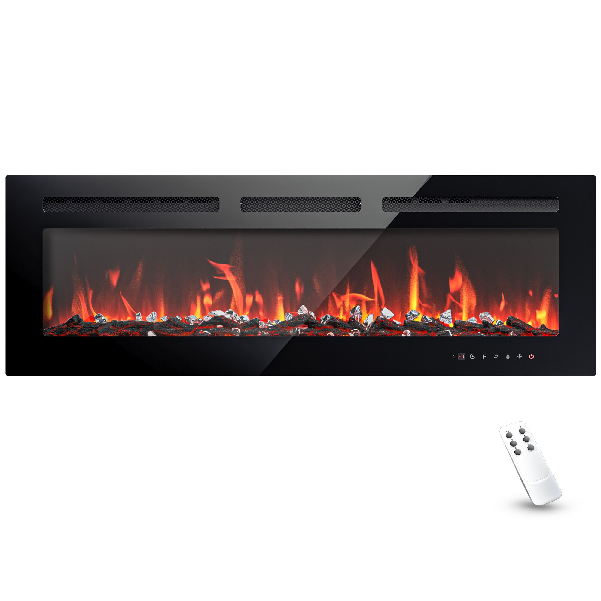 SIMZLIFE EFL-50-S-LWS 56-in W Black Wall mount Fan-forced Wall-mount Electric Fireplace with Remote Control Included