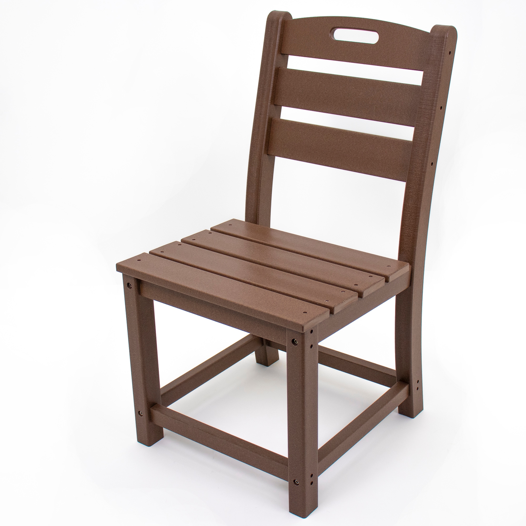 Upland DC-HE01-BR Dining chair Brown Hdpe Frame Stationary Dining Chair with Brown Slat Seat