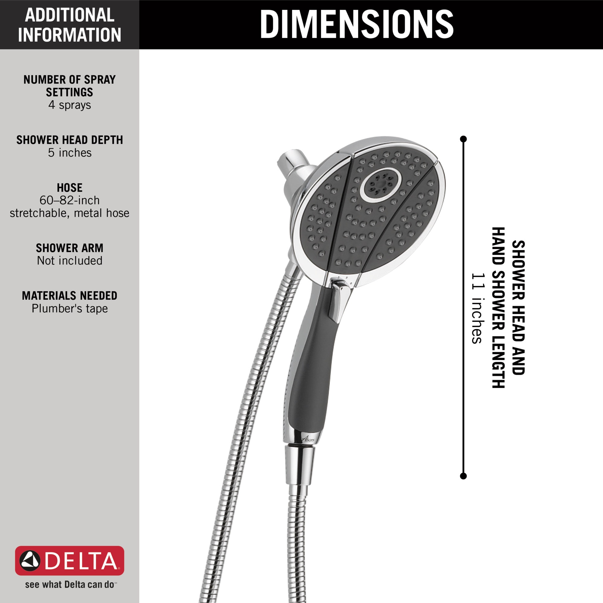 Delta Universal Showering Components Chrome Round Dual/Combo Shower Head  2.5-GPM (9.5-LPM) in the Shower Heads department at