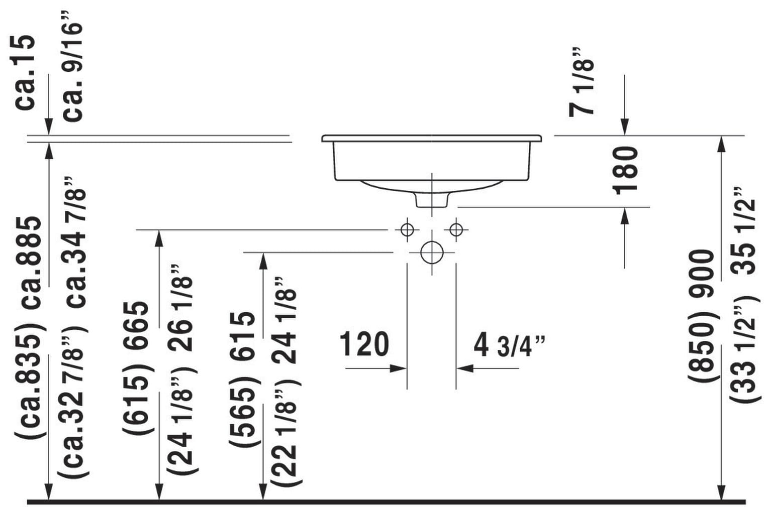 White Ceramic Rectangular Drop-In Bathroom Sink