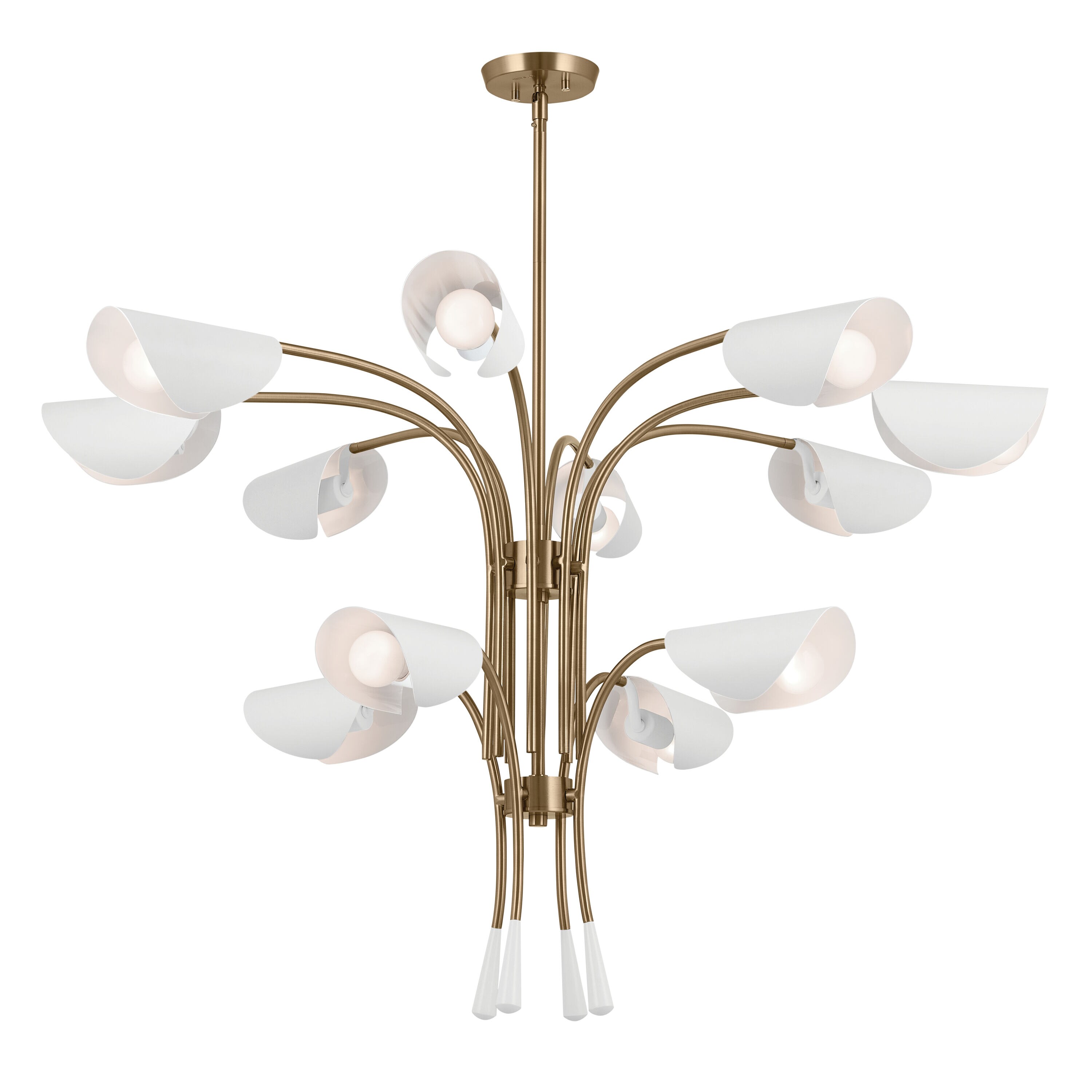 Kichler 52561CPZWH Arcus 12 -Light Gold Mid-century For Use in Bedrooms, Dining Rooms, Foyers, Kitchens, Living Rooms Chandelier
