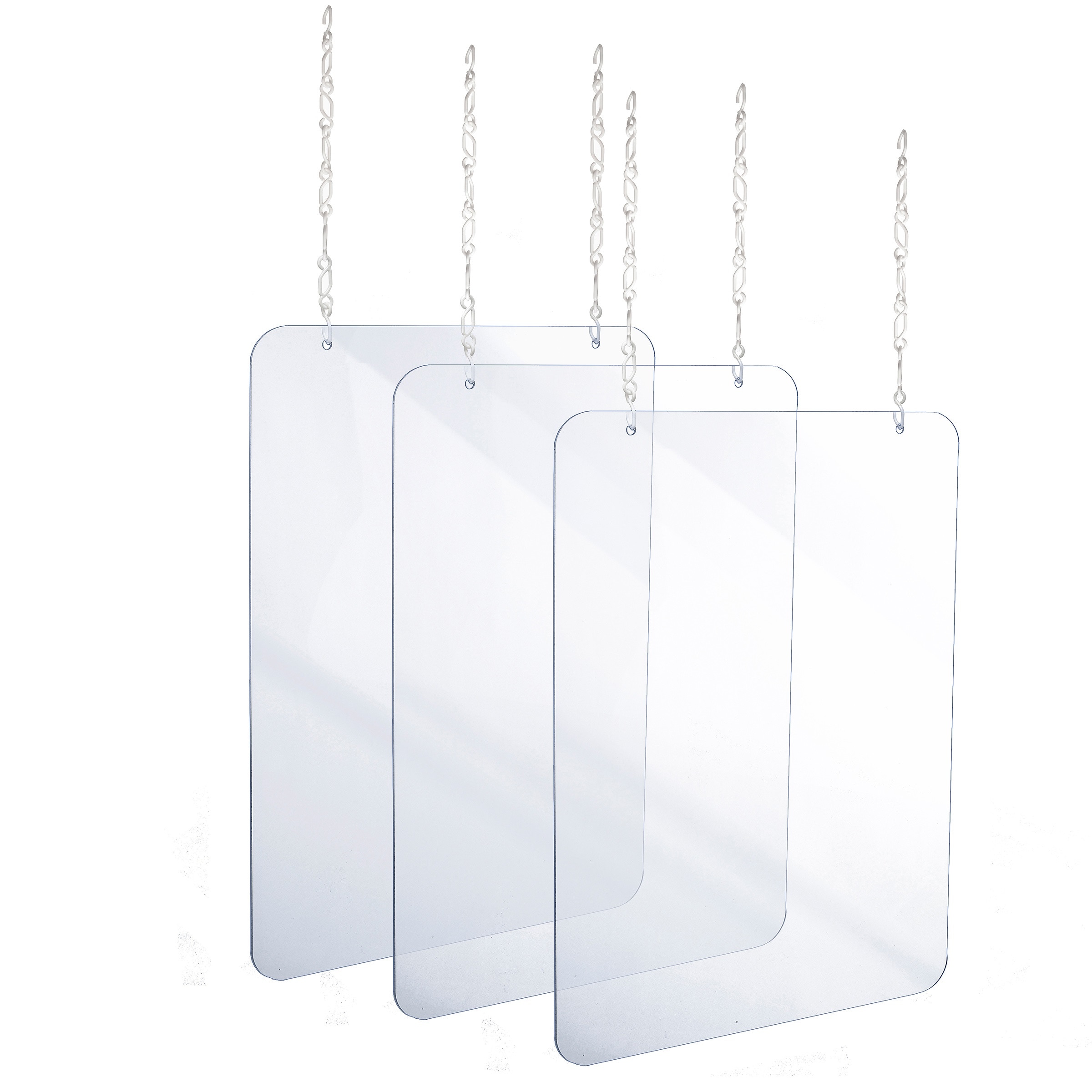 Alpine Industries 410-3036-H-3 30 In x 36 In x 0.18 In Clear Acrylic Sheet Hanging Protective Sneeze Guard (3-pack)