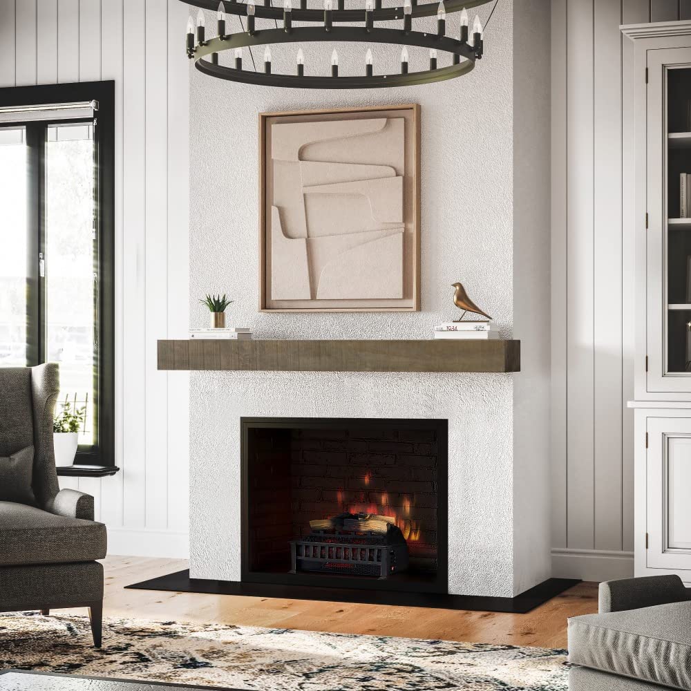 Country Living 48-in W x 5.5-in H x 9-in D Beach Sand Pine Hollow Farmhouse  Fireplace Mantel