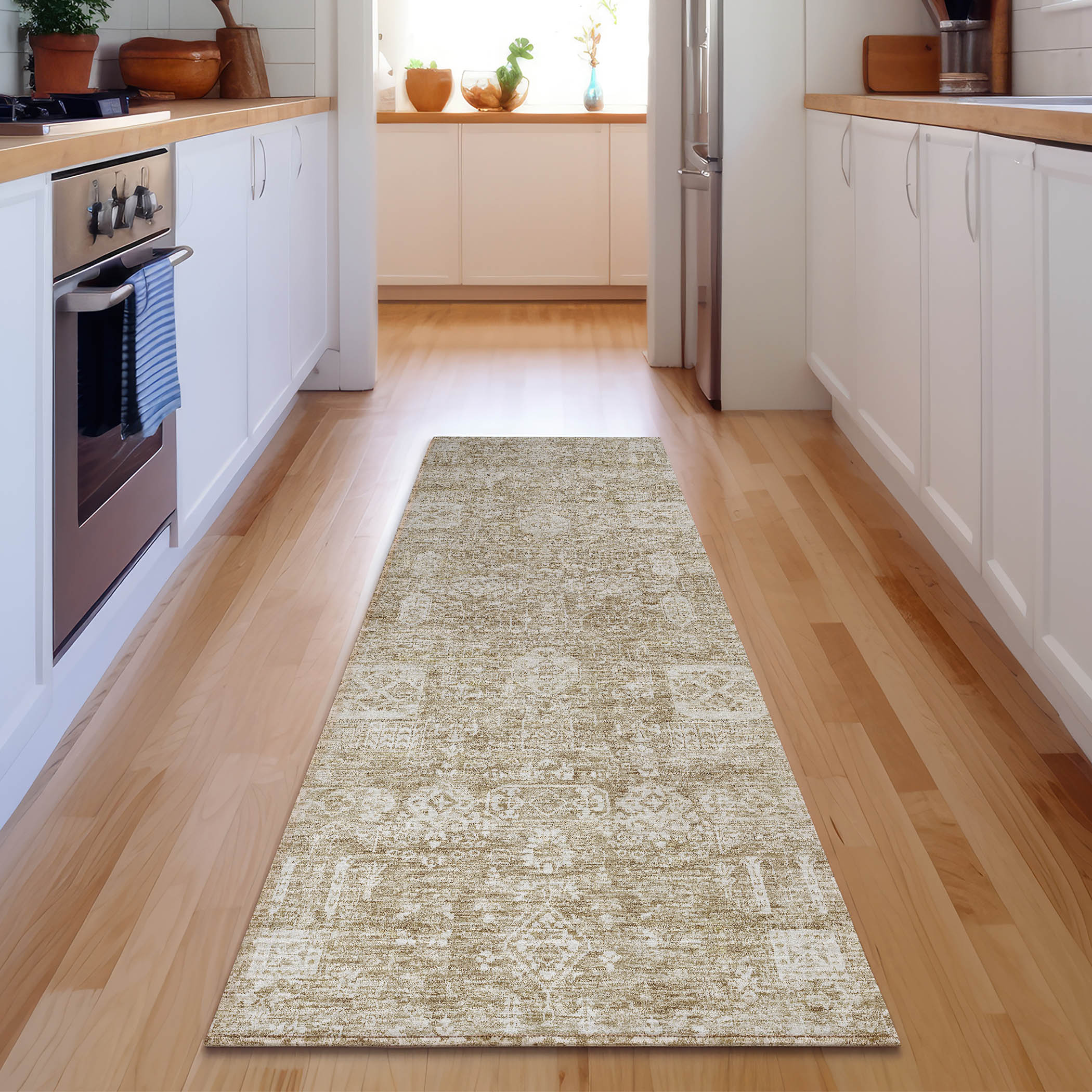 Addison Rugs AMF637BG2X8 Mayfield AMF637BG 2 x 7 (ft) Brown Rectangular Indoor Floral/Botanical Machine washable Pet Friendly Runner rug