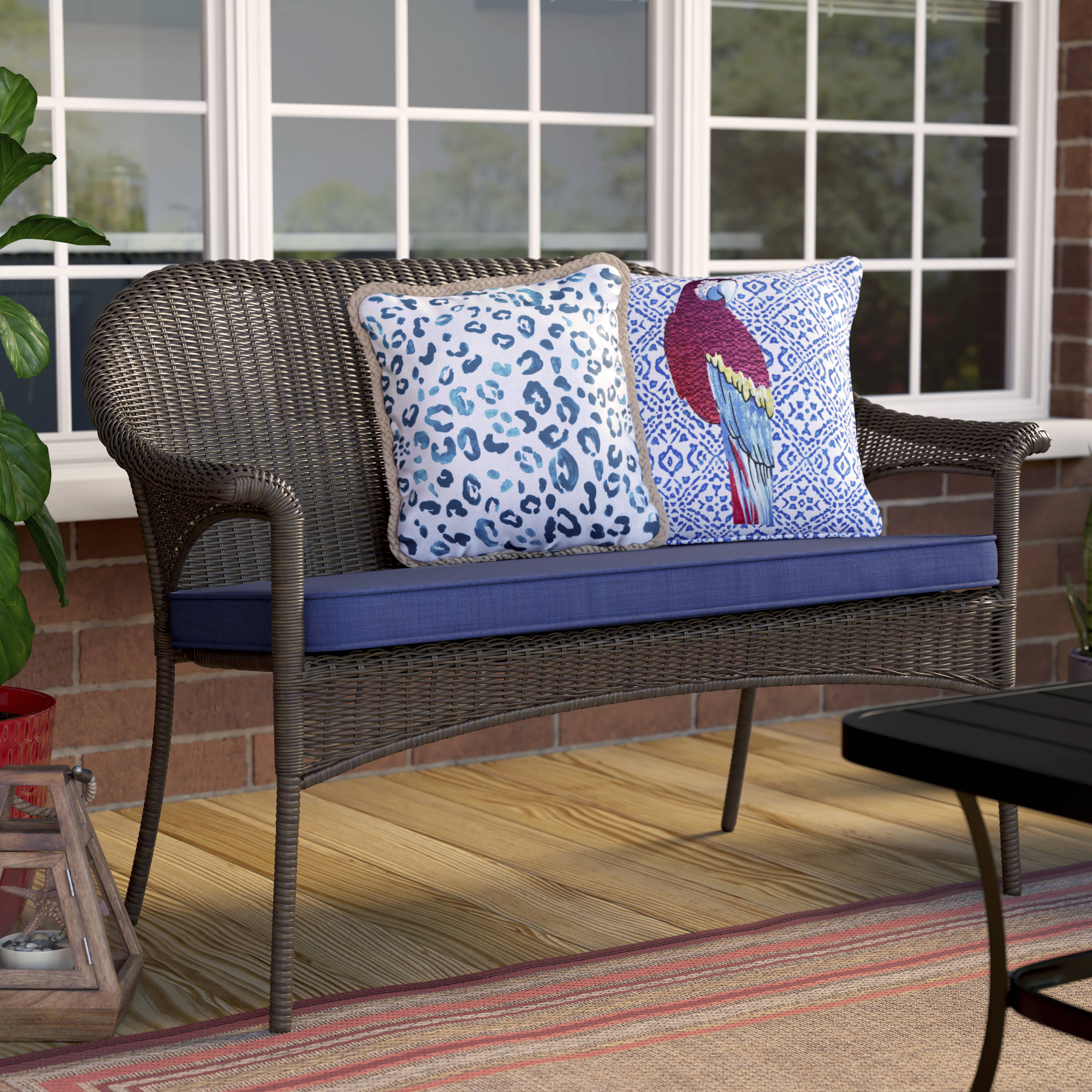 Style Selections Valleydale Blue Patio Loveseat Cushions in the Patio ...