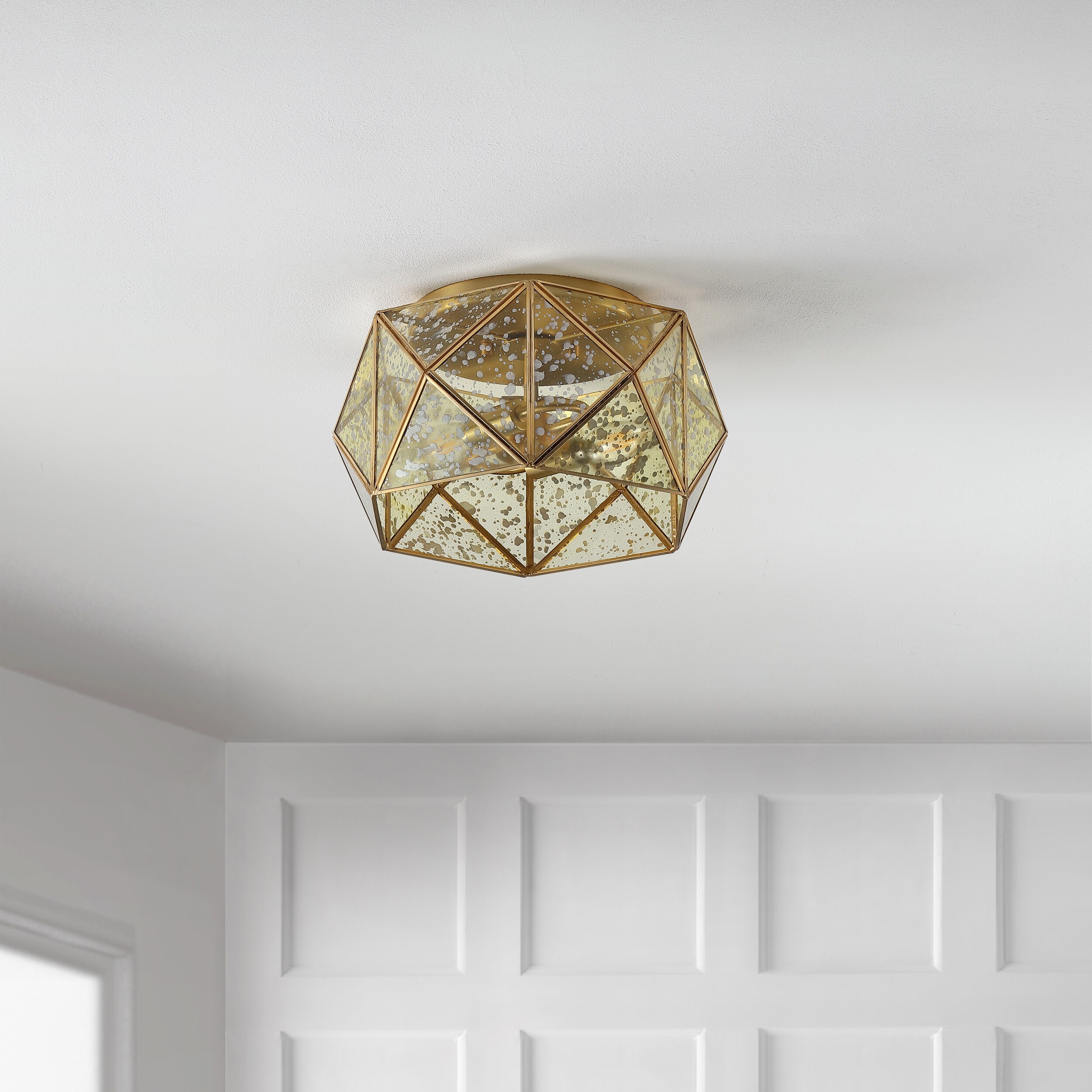 Violet 12.5" Gold Glass LED Flush Mount Light