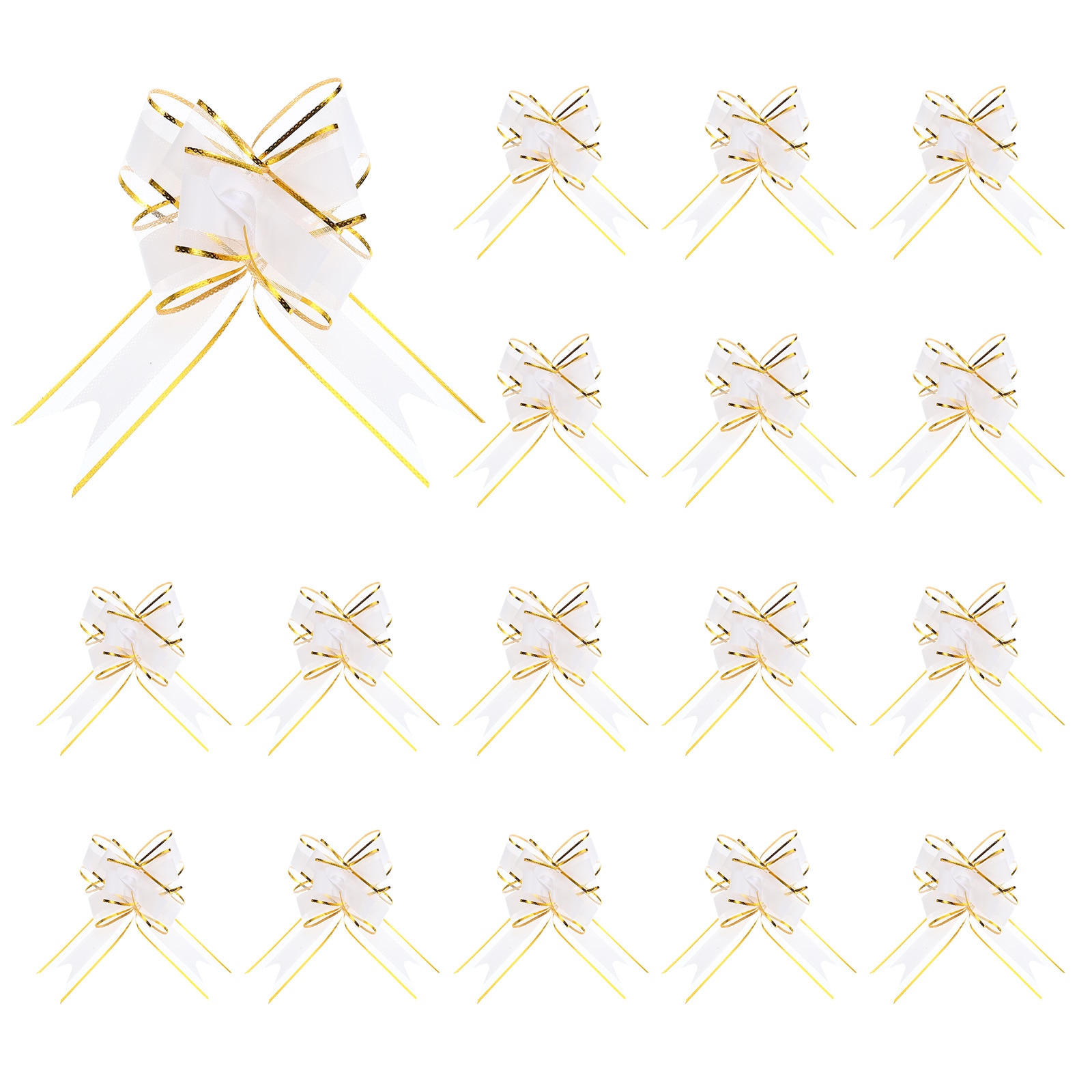 Unique Bargains 50pcs White Pull Bows 5.9 Inches Wide Large Ribbon Gift Bows for Gift Wrapping Gift Baskets Decor Wedding Parties Birthday Florist Package and Decoration #S25122501UX8212