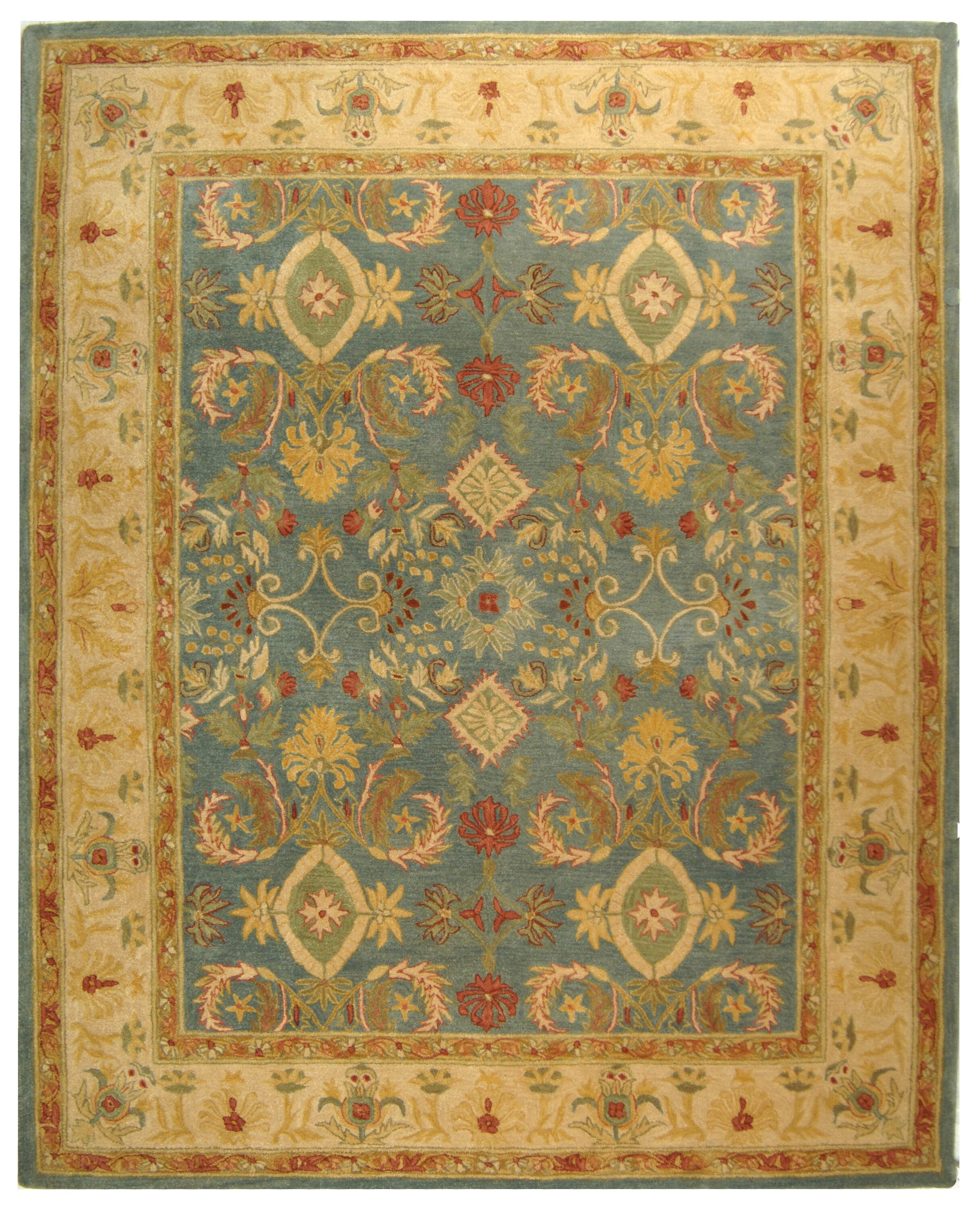 Handmade Tufted Green Wool 6' x 9' Reversible Rug