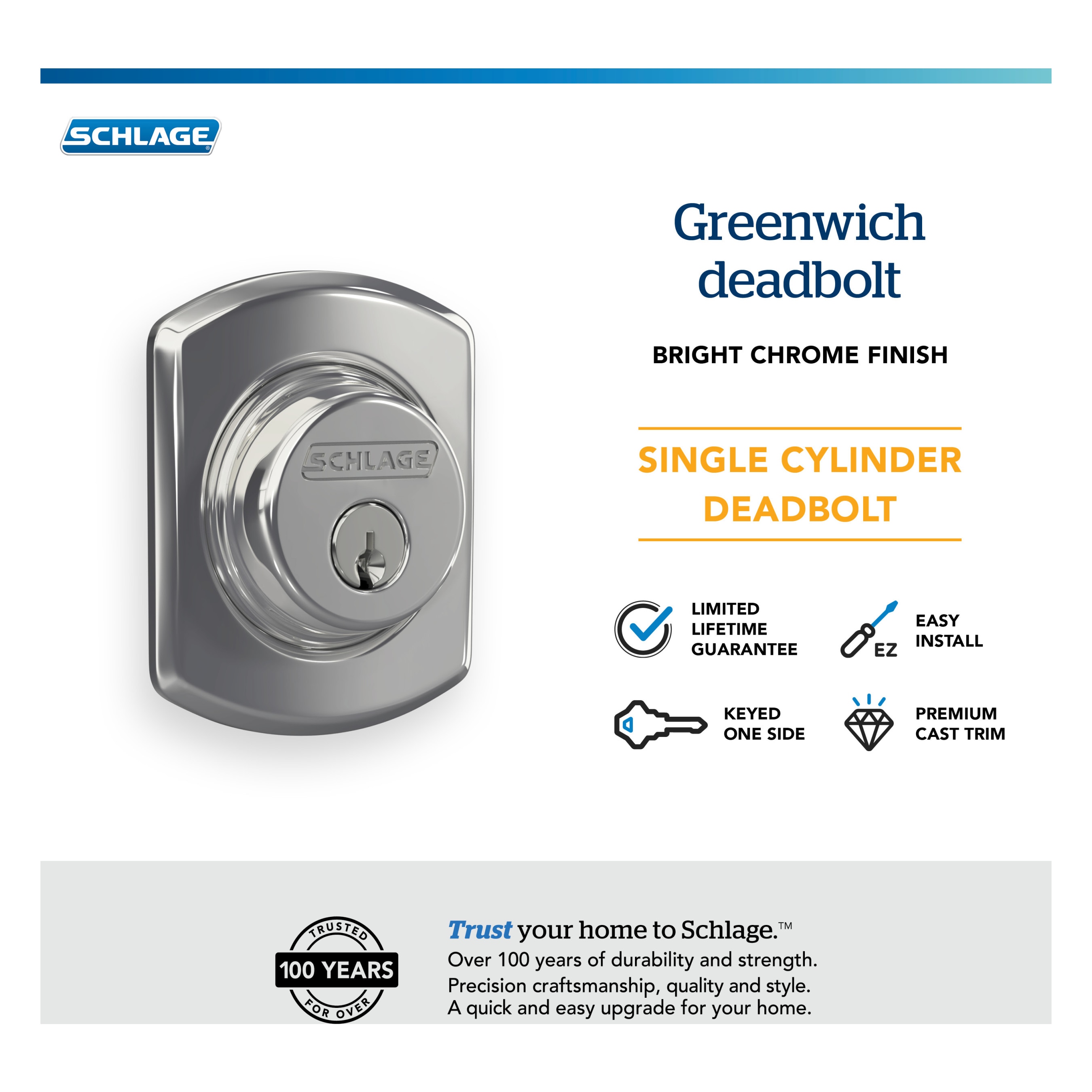 Schlage B60 GRW 625 Door-Deadbolts - View #4