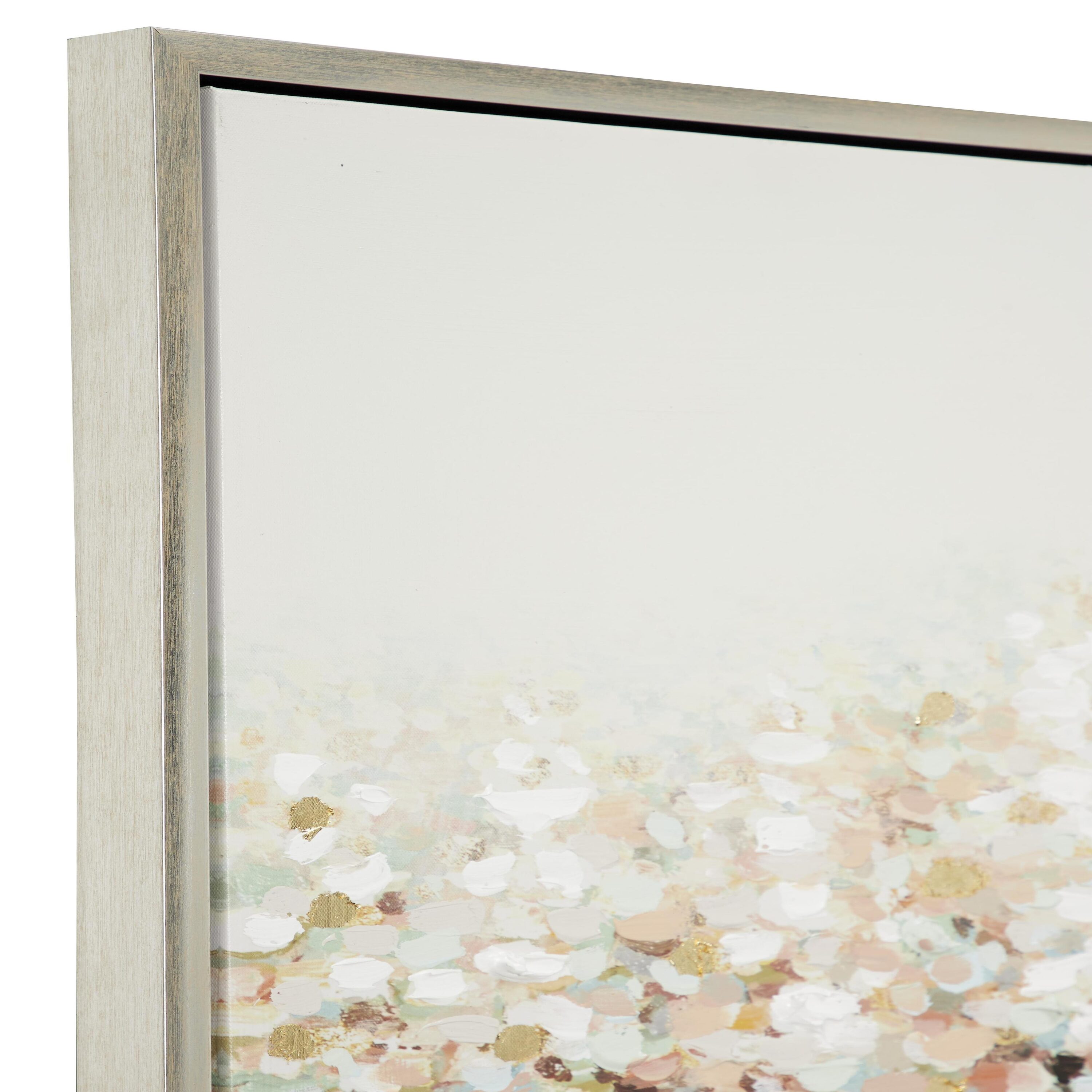 White and Beige Abstract Tree Framed Canvas Wall Art