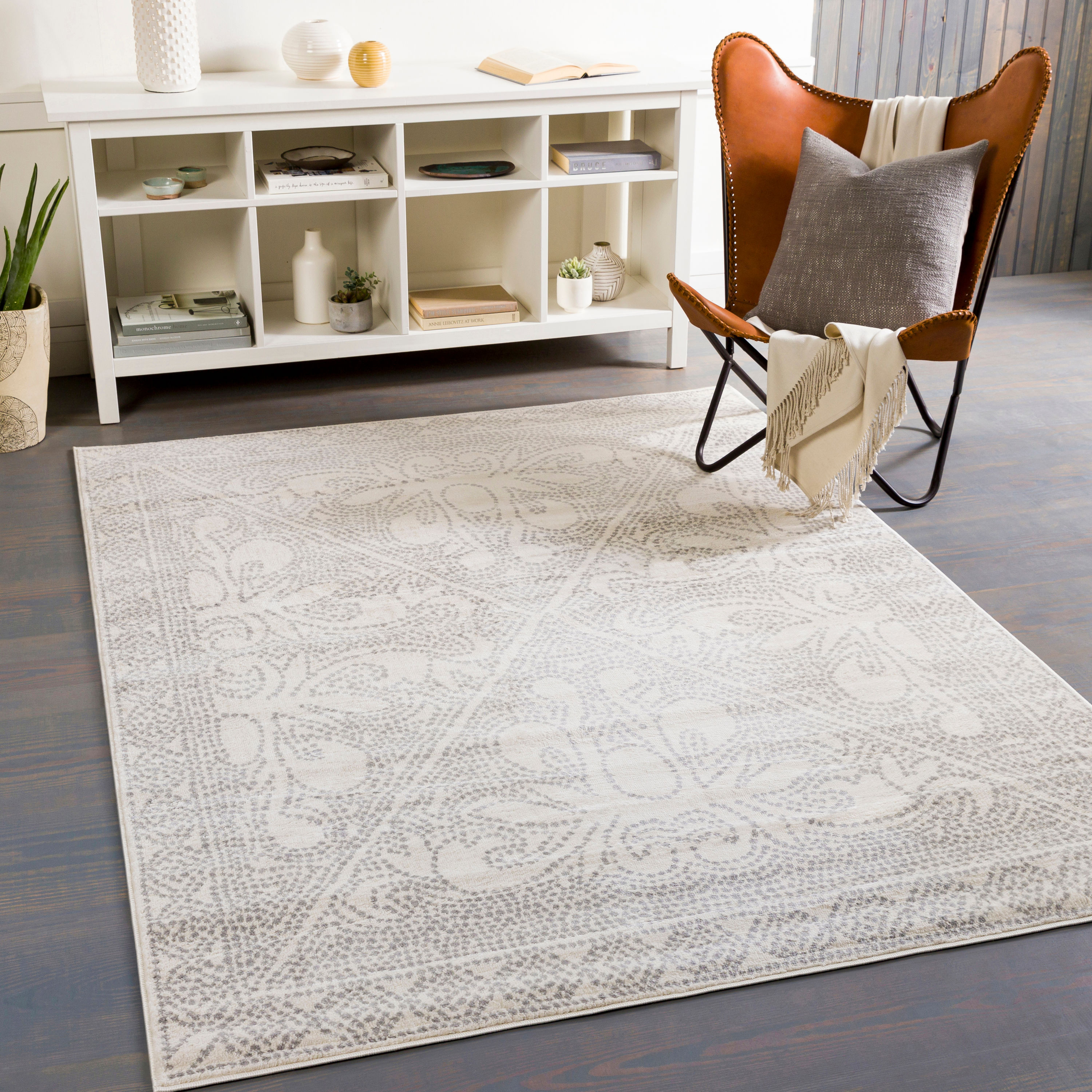 Livabliss ROM2386-71010 Roma 8 x 10 (ft) Polypropylene Gray/Cream Rectangular Indoor Trellis Oriental Area rug