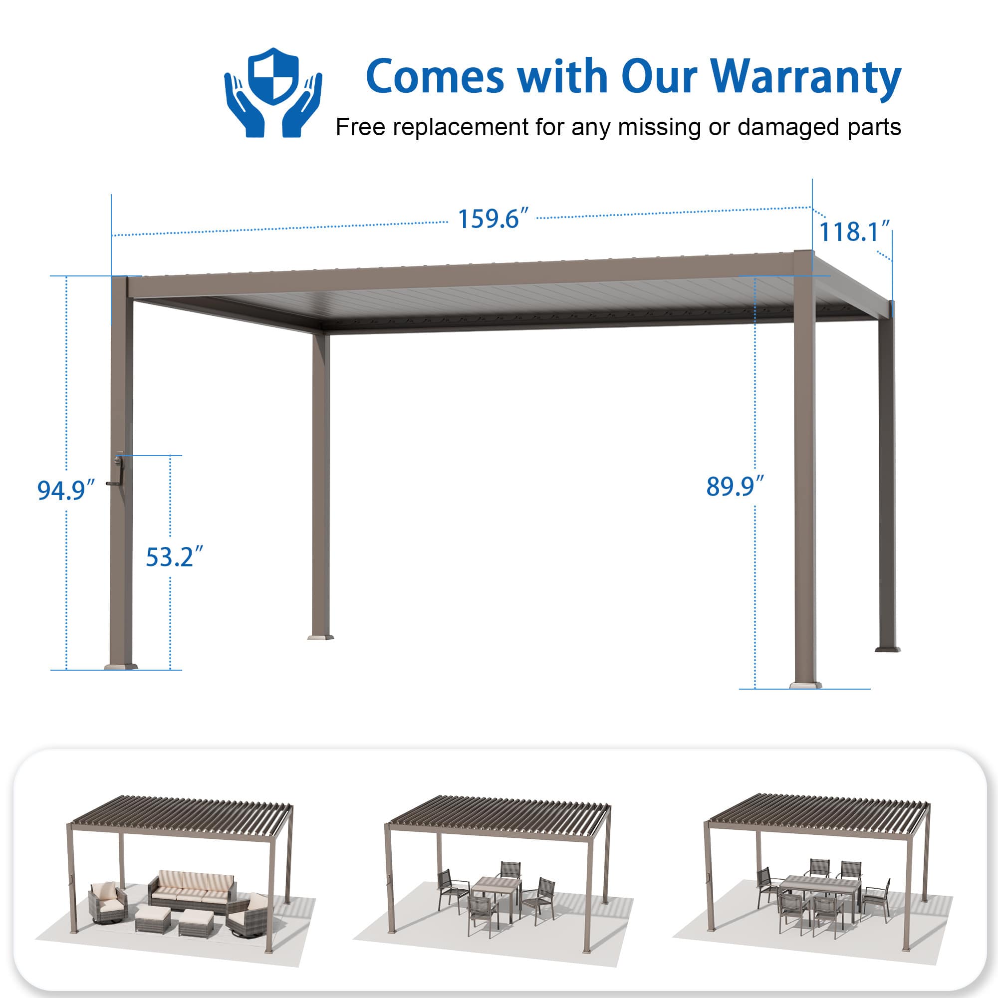 Aok Garden LWP-BP-3400-BN Pergolas-2 - View #2