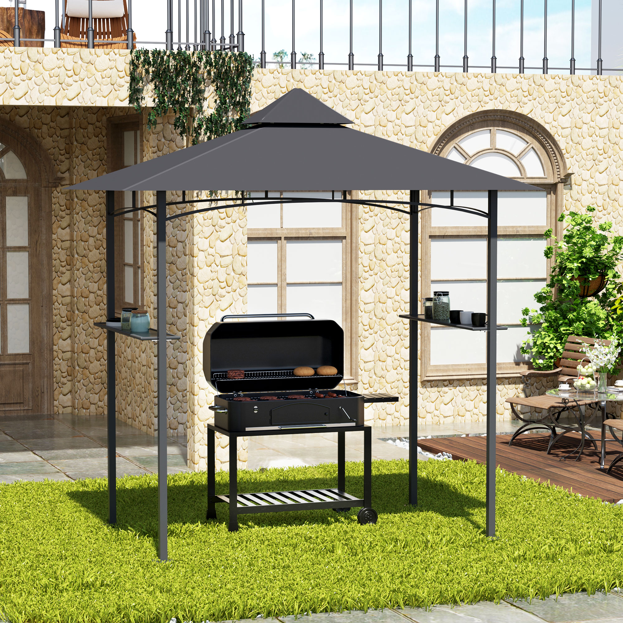 Outsunny 84C-266GY Wood-Resin-Gazebos - View #2