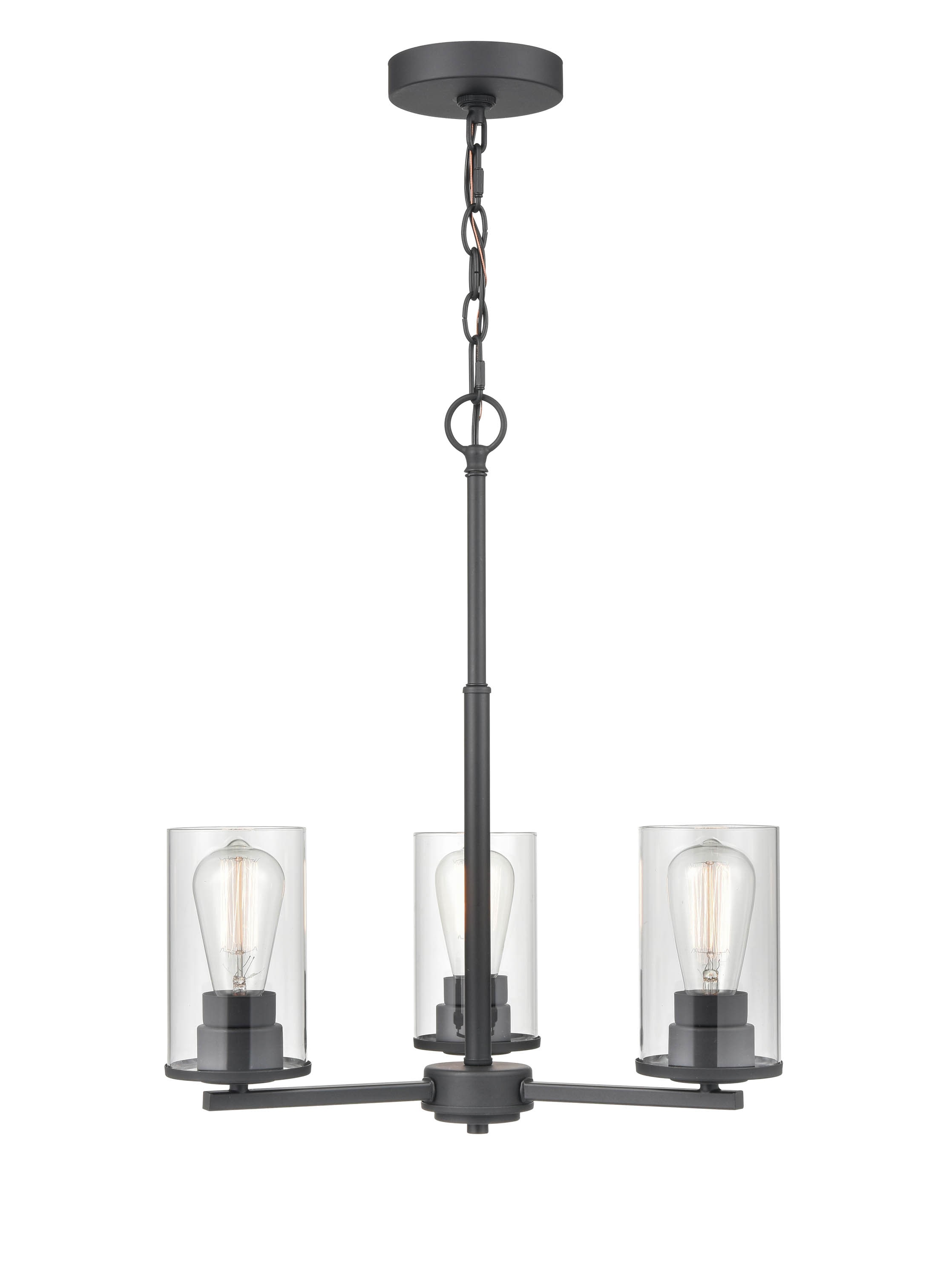 Verlana Matte Black Mini Chandelier with Clear Glass Shades