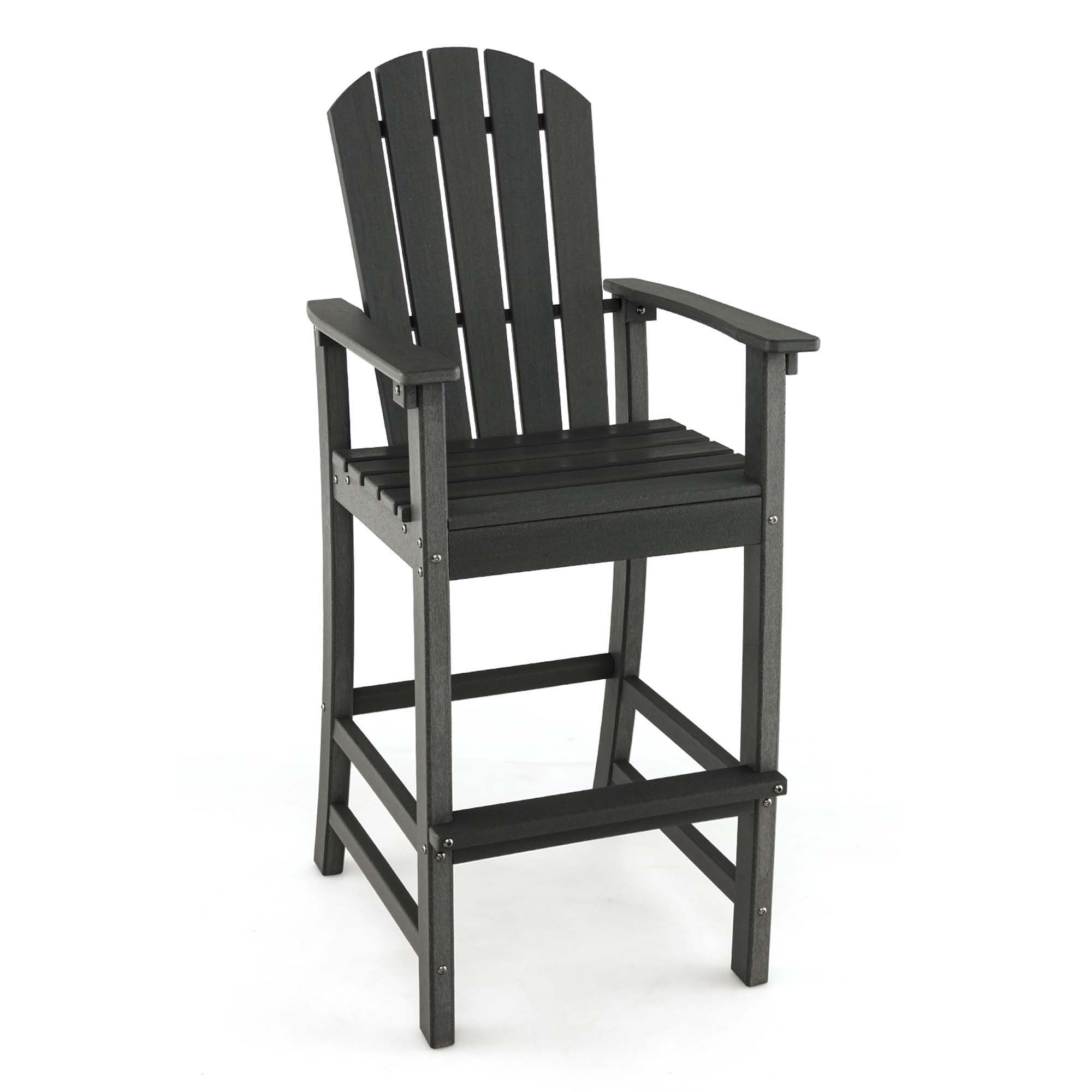 Costway LWS00090 Black HDPE Frame Stationary Bar Stool Chair with Solid Seat