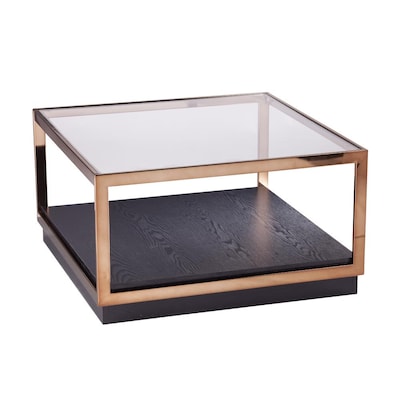 Boston Loft Furnishings Humo Clear, Square Coffee Table With Glass Display Top