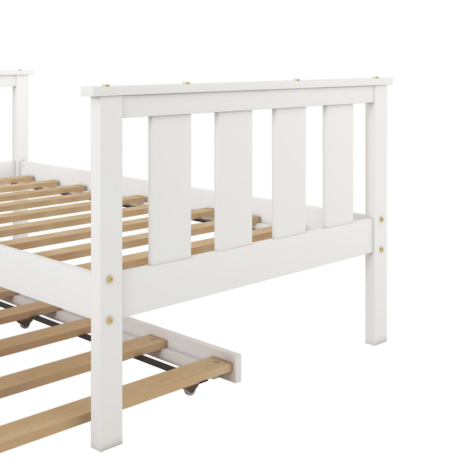 Yiekholo Contemporary Twin Bed With Trundle In White - Ideal For Small ...