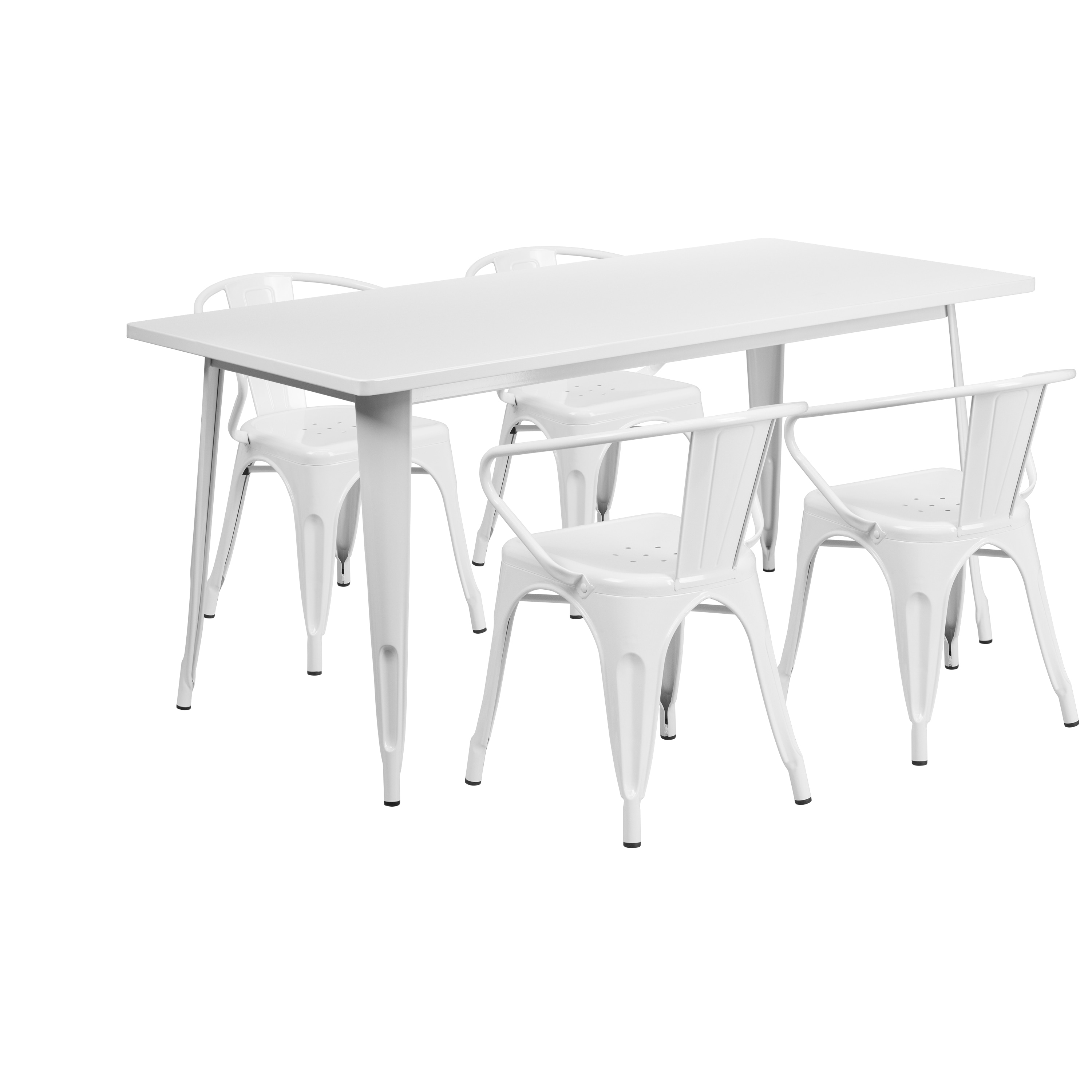 Flash Furniture 889142049432 White Contemporary/Modern Dining Room Set with Rectangular Table (Seats 4)
