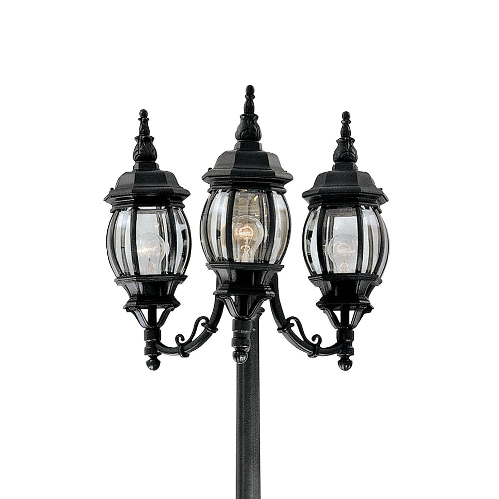 Designers Fountain Riviera 3-Light Black Outdoor Incandescent Post Lantern 