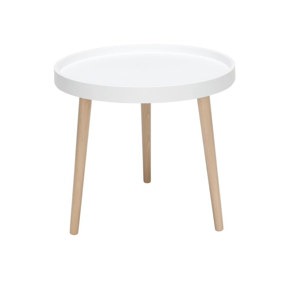 white three legged side table