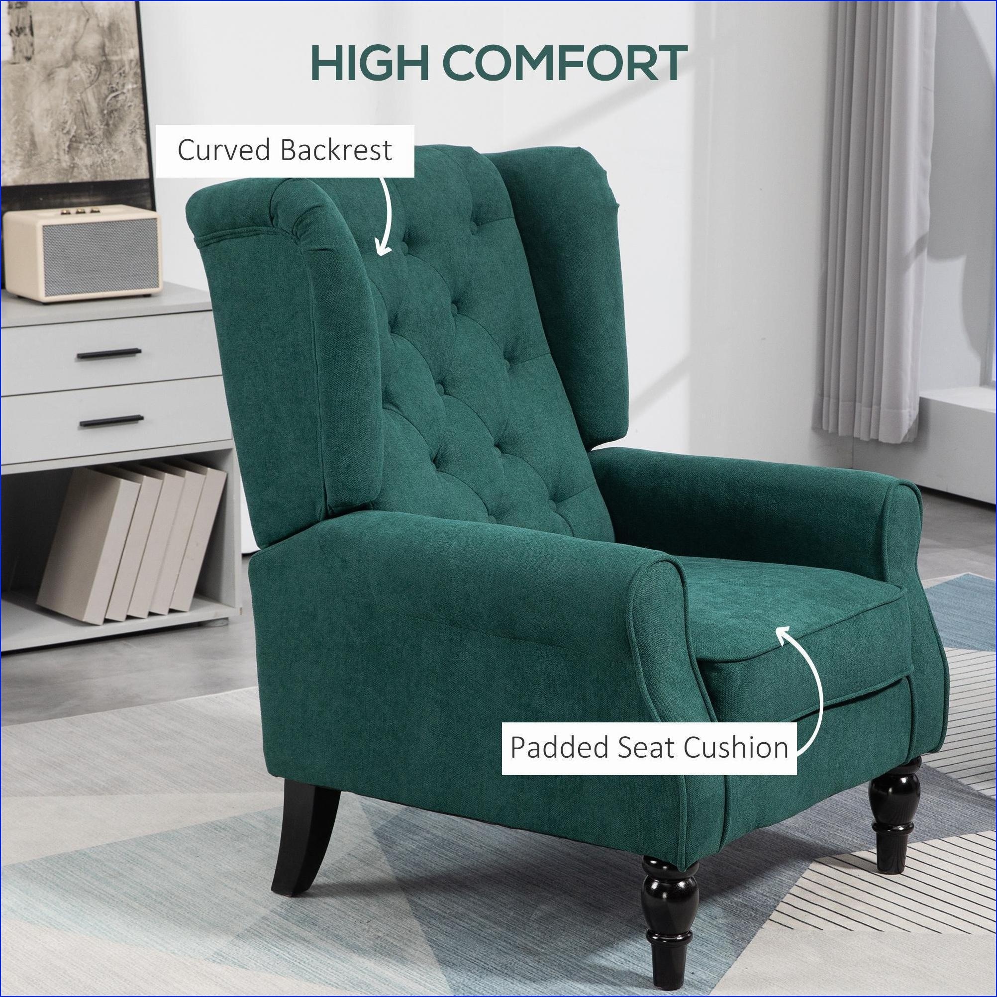 Watnature HOMCOM Button-Tufted Accent Chair for Adults High Wingback ...