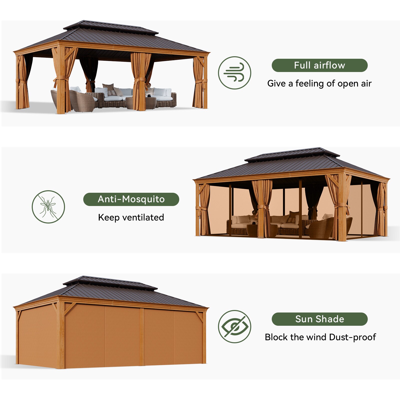 AOXUN G30029BR-L Wood-Resin-Gazebos - View #7