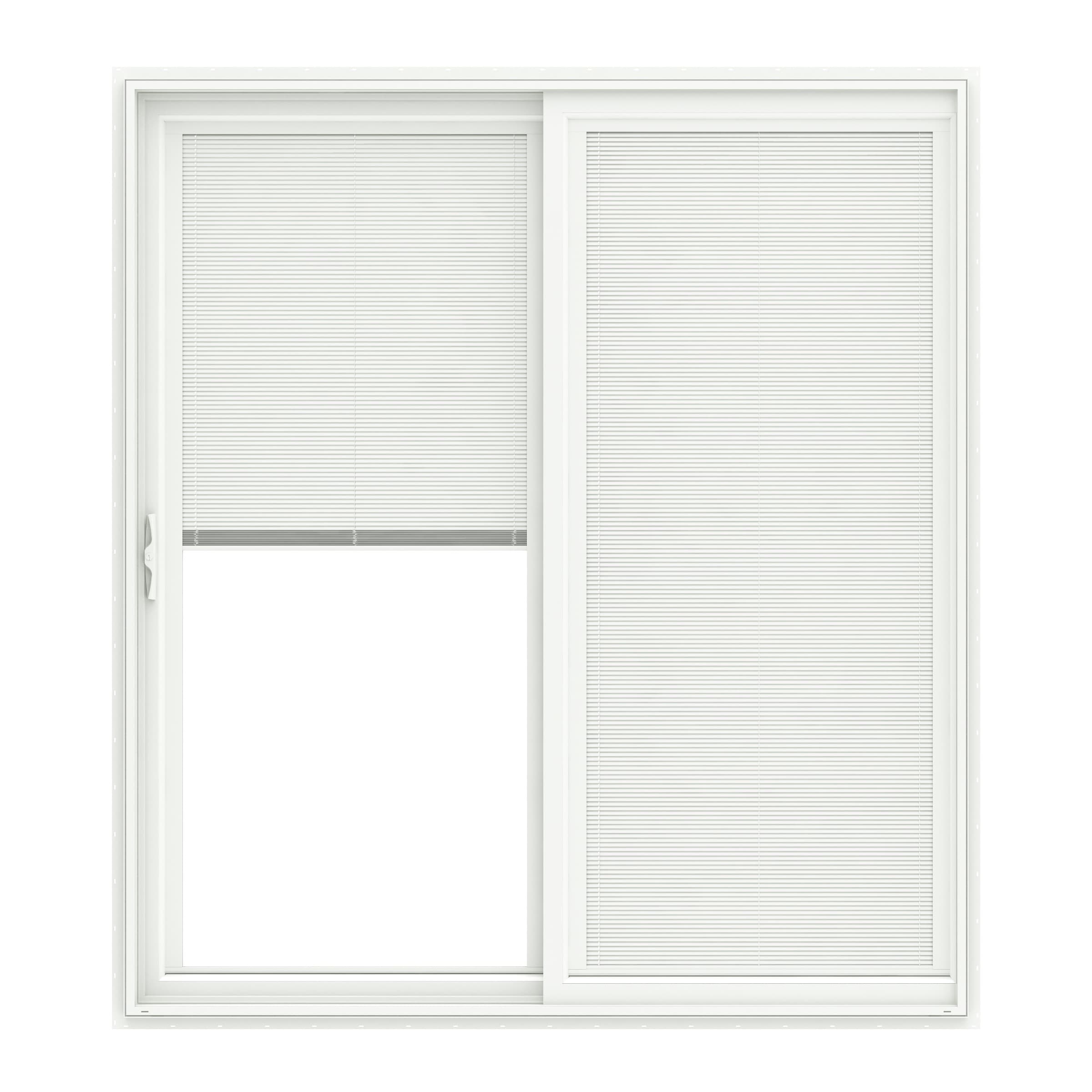 Pella 1000008973 150 Series 72-in x 80-in x 4-9/16-in Jamb Low-E Blinds between the glass , White Vinyl Left-hand Sliding Double Patio Door