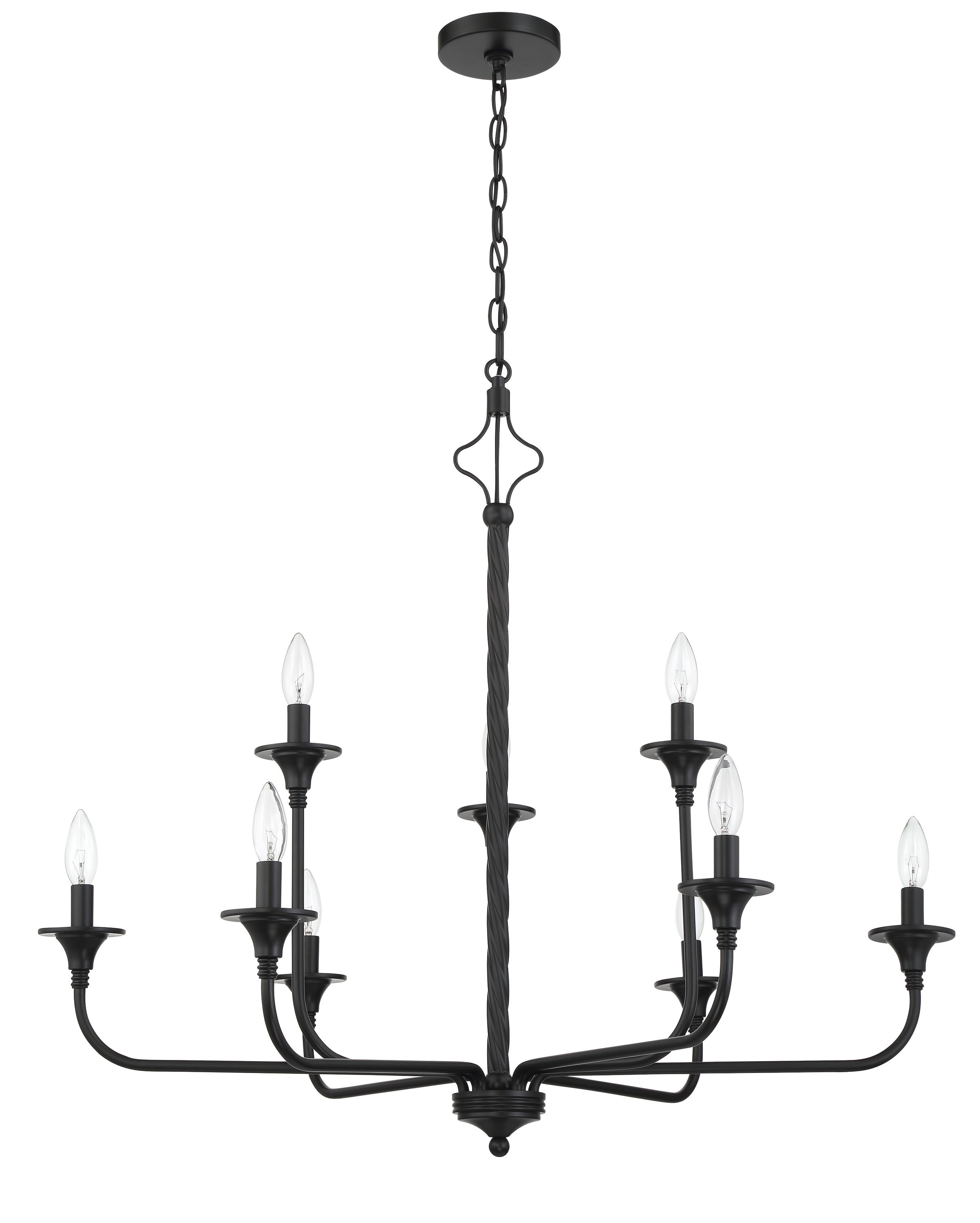 Flat Black 8-Light Candle Style Chandelier
