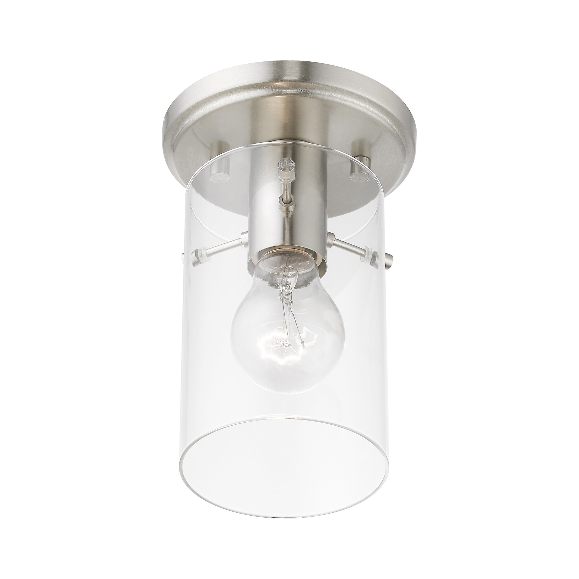 Munich Contemporary Brushed Nickel 1-Light Indoor/Outdoor Flush Mount