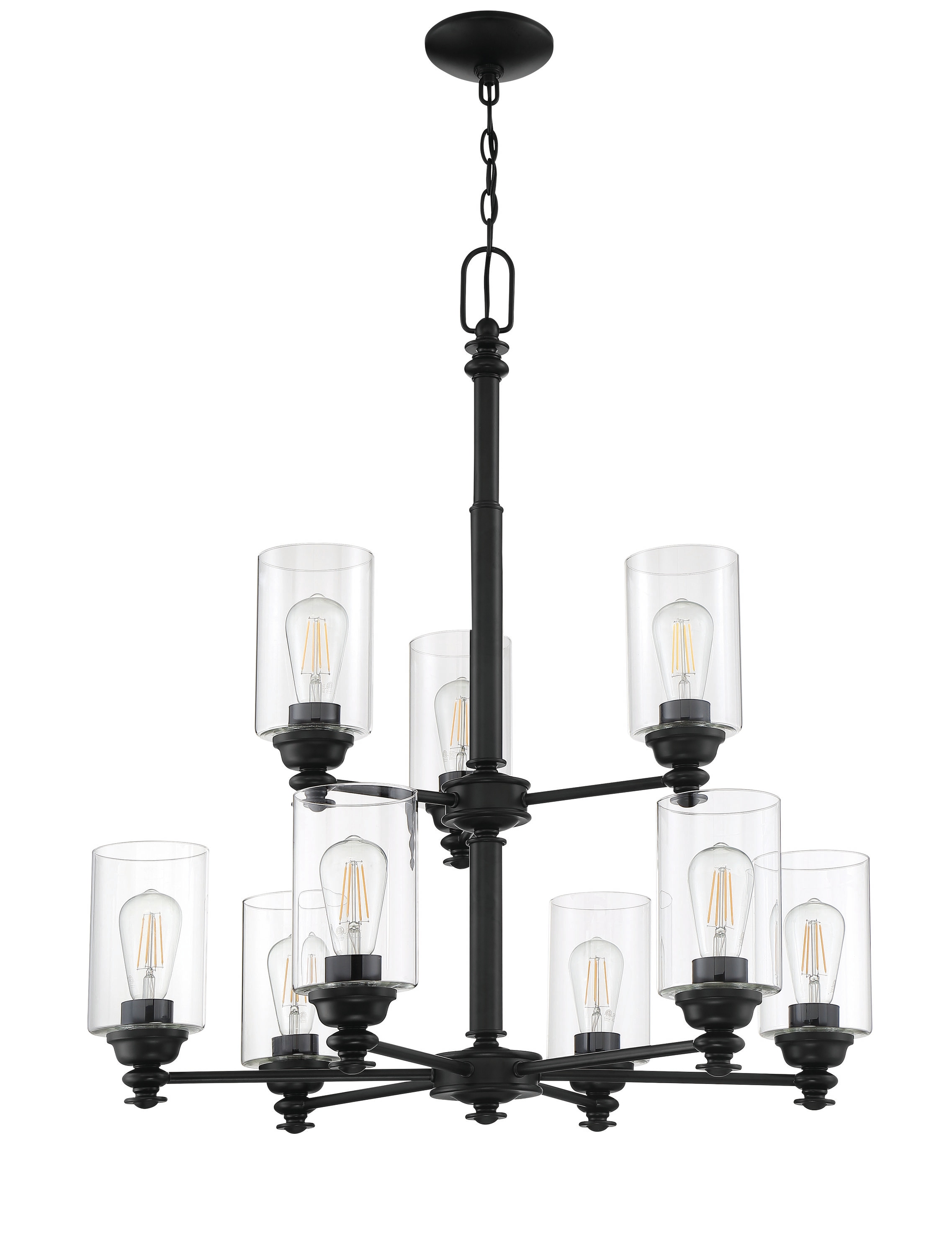 Craftmade 49829-FB-C Dardyn 9 -Light Black Transitional For Use in Bedrooms, Dining Rooms, Foyers, Kitchens, Living Rooms Chandelier