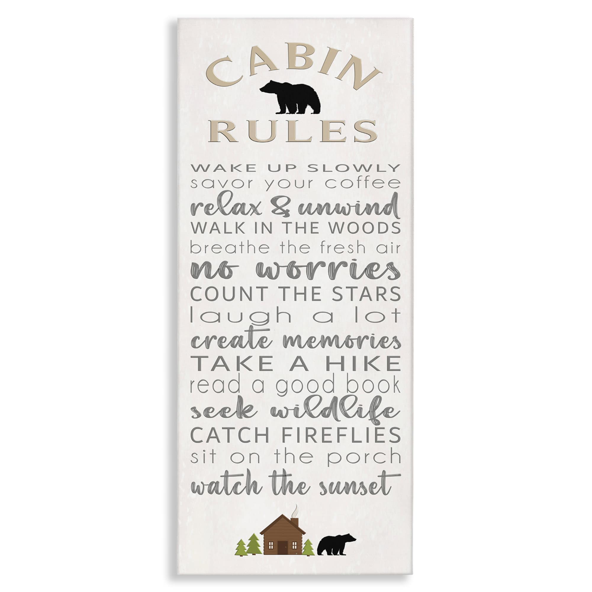Stupell Industries BT-585-CN-10X24 Fun Adventure Cabin Rules Canvas design by Seven Trees Design