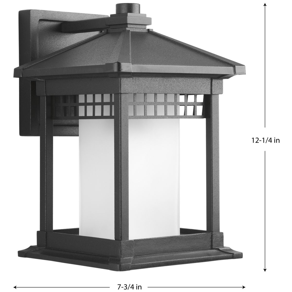 Black Aluminum Outdoor Wall Lantern with Etched Glass Shade