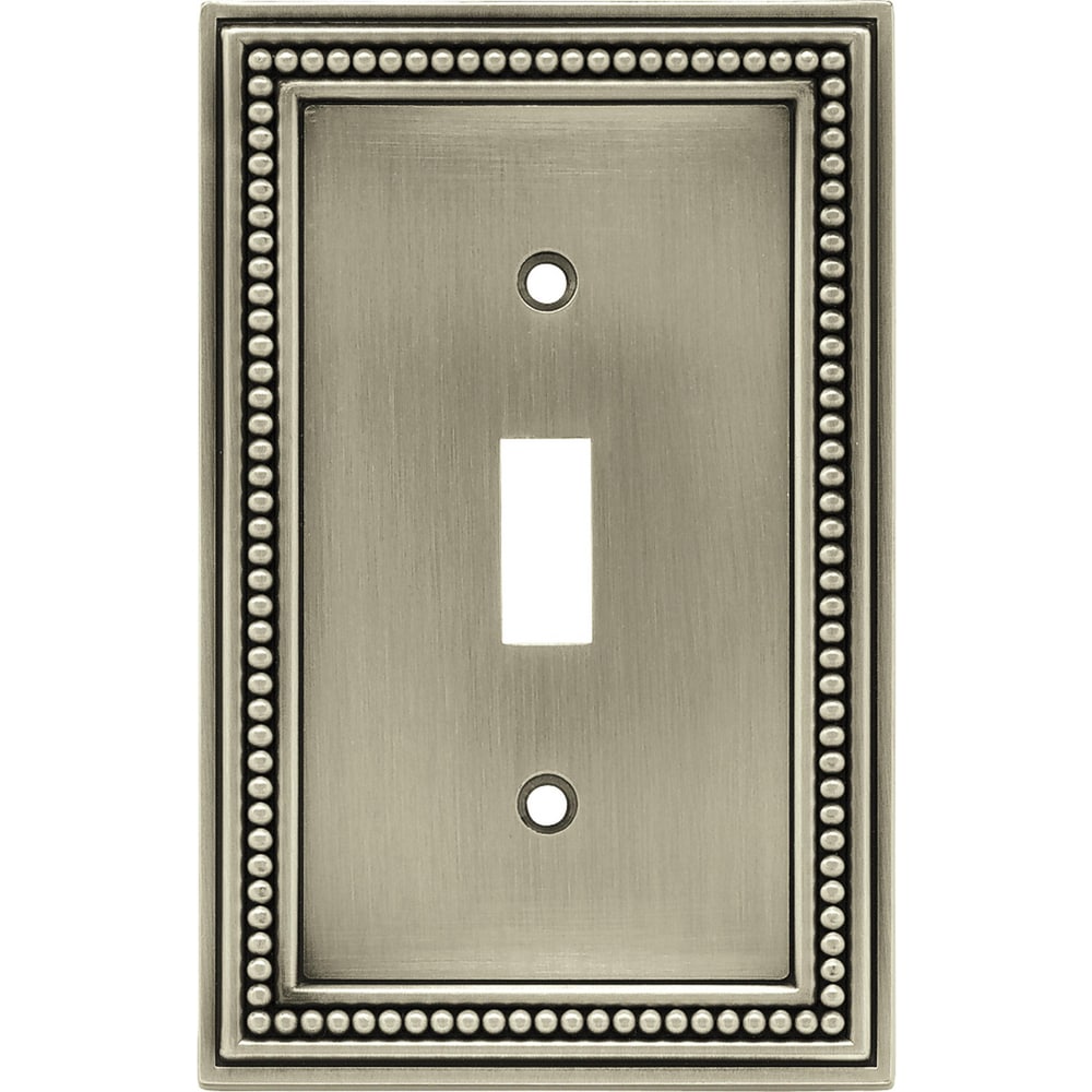 Brainerd W10097-BSP-UC Beaded 1 -Gang Standard Size Brushed Satin Pewter Natural fiber Indoor Toggle Wall Plate
