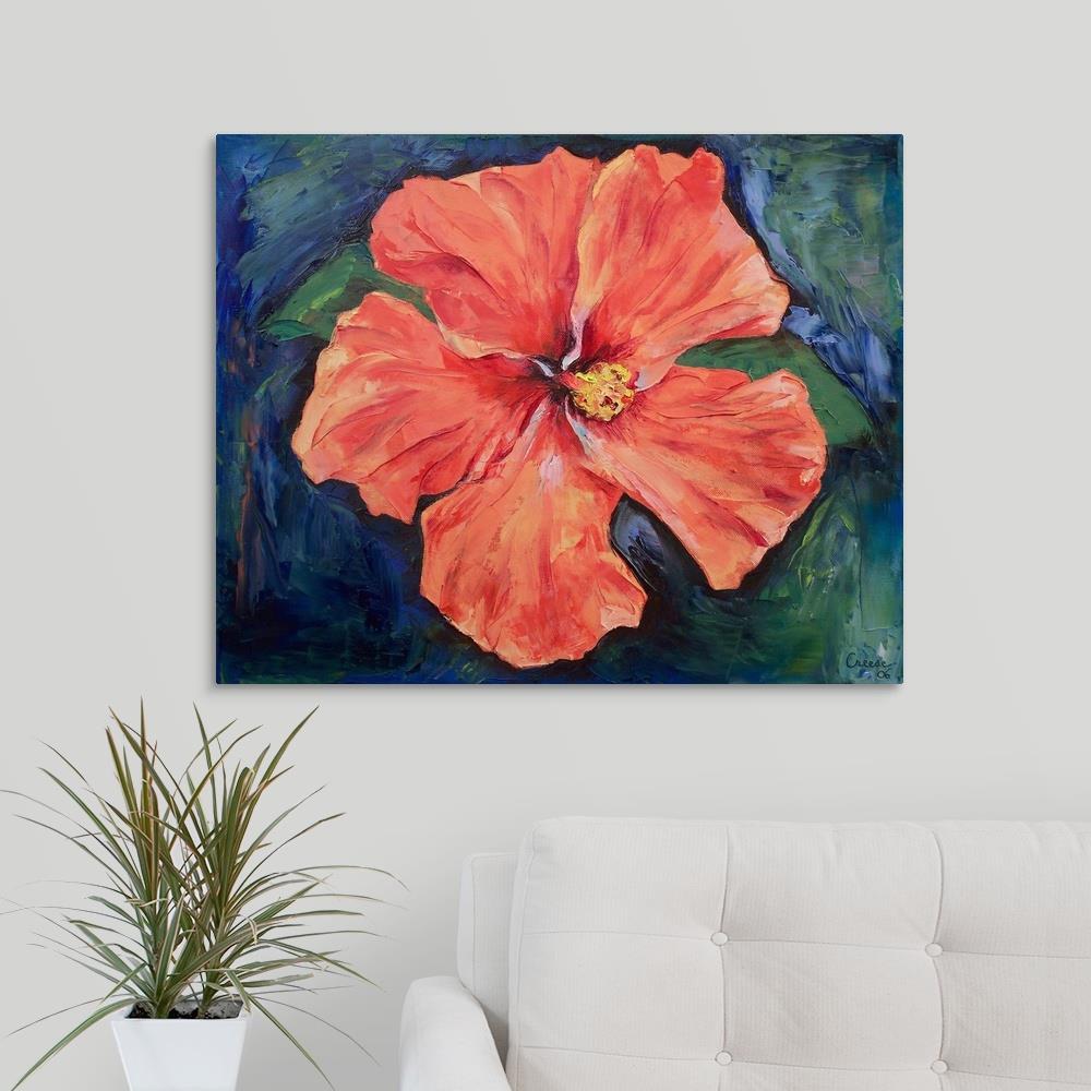 GreatBigCanvas Orange Hibiscus by Michael Cre 24-in H x 30-in W ...