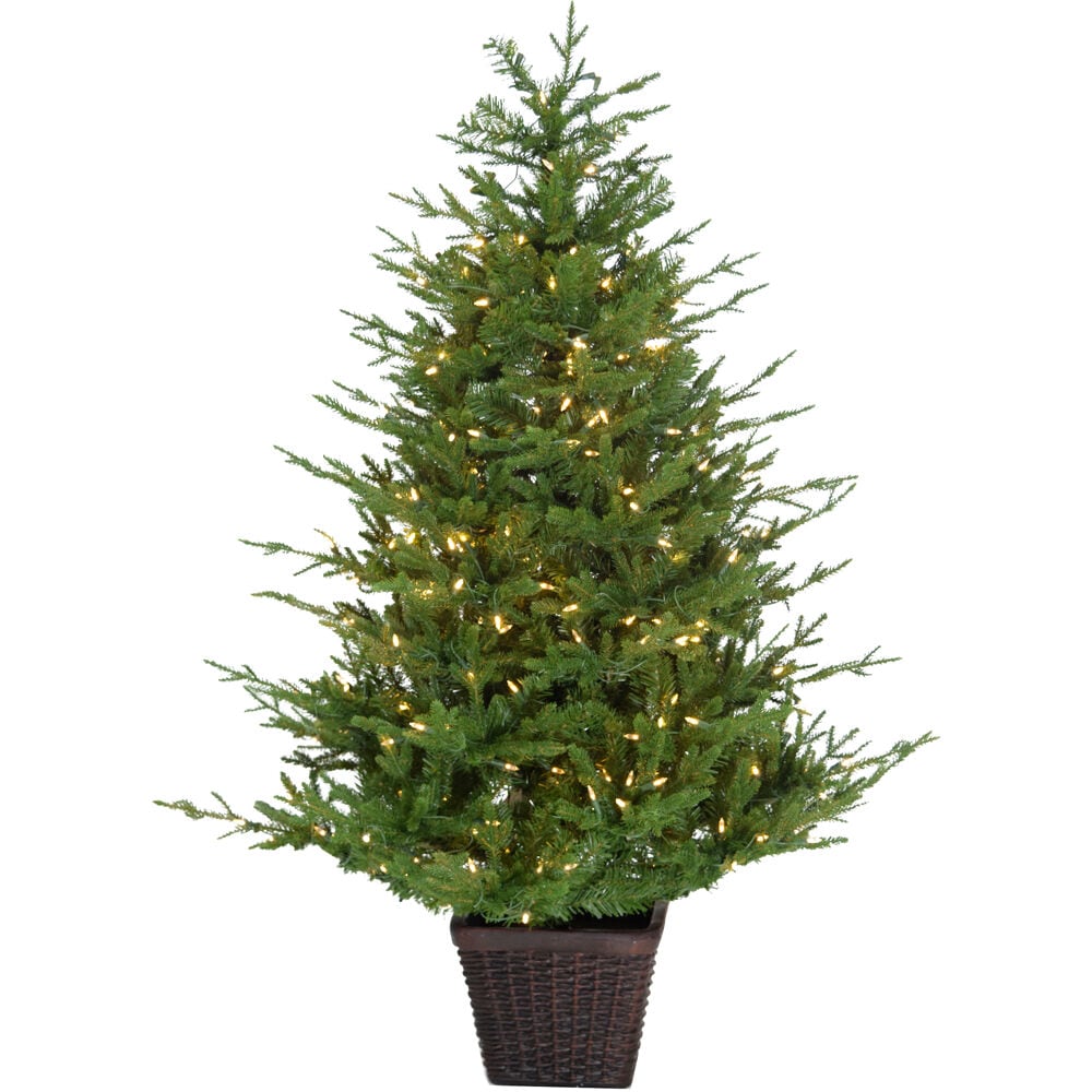 Fraser Hill Farm FFAD060P-5GR 5-Feet Adirondack Pre-lit Artificial Christmas Tree with White LED Lights