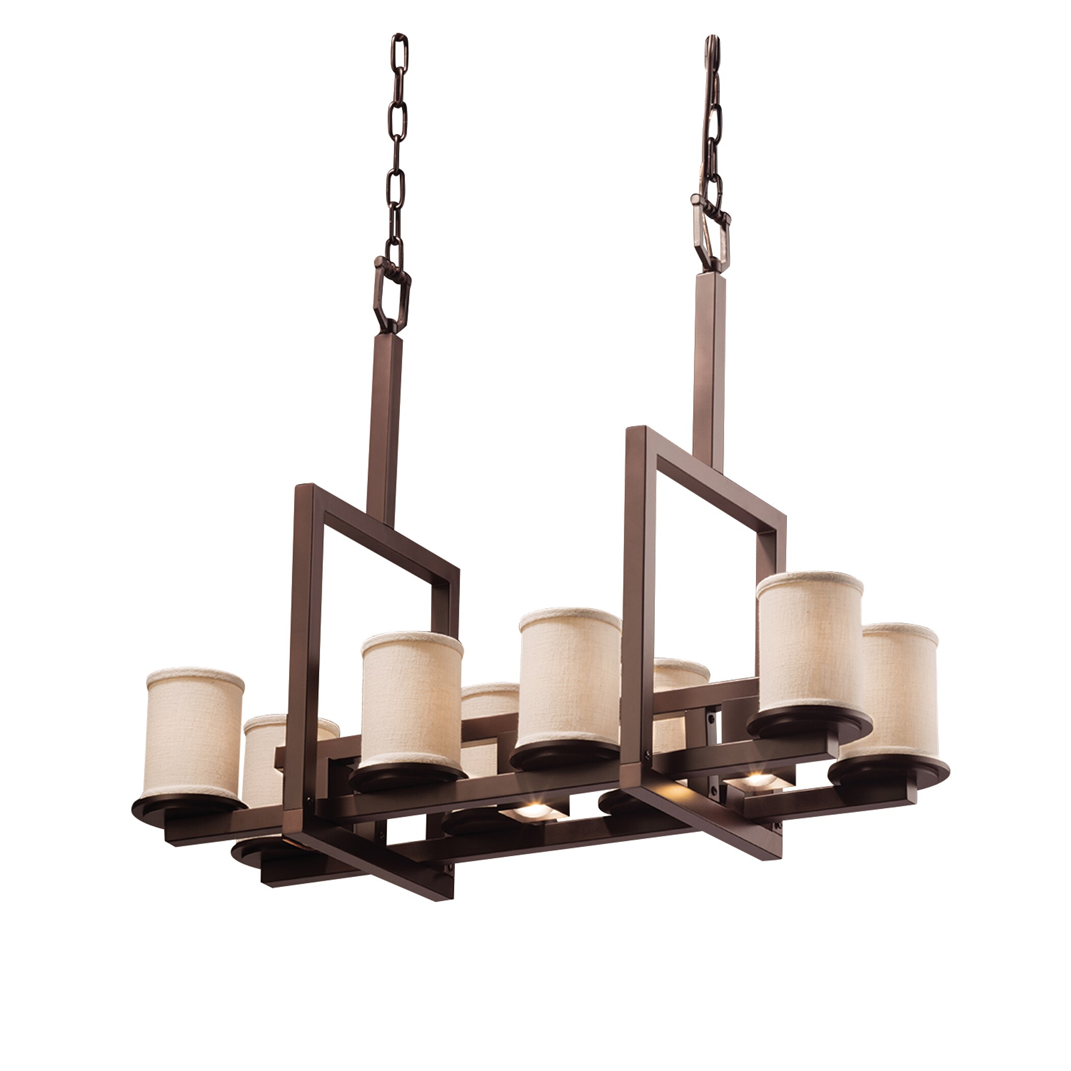 Justice Design Group FAB-8718-10-CREM-DB Textile 8-Light Dark Bronze Transitional Damp Rated Chandelier
