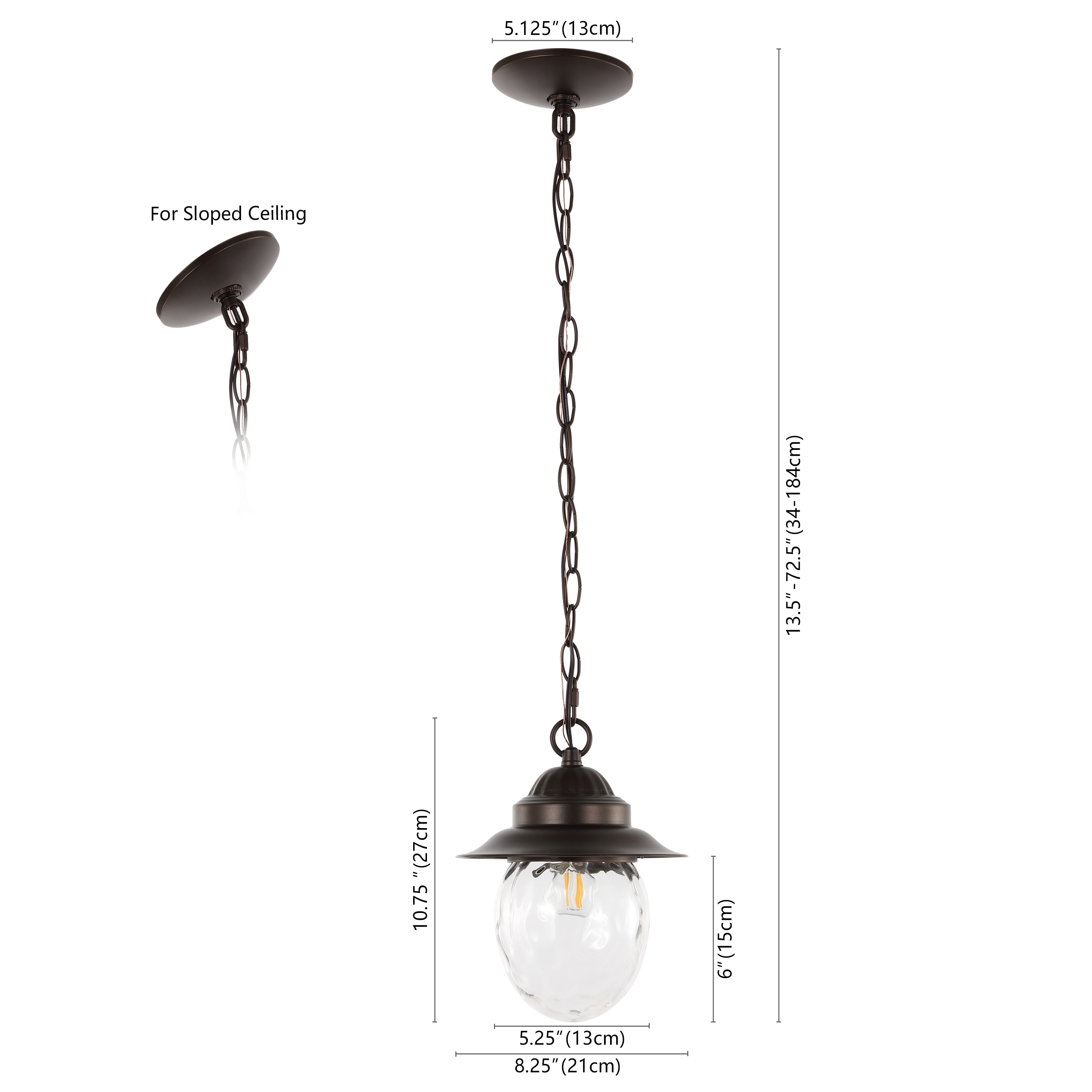 Manteo 8.25" Oil-Rubbed Bronze Glass LED Pendant Light