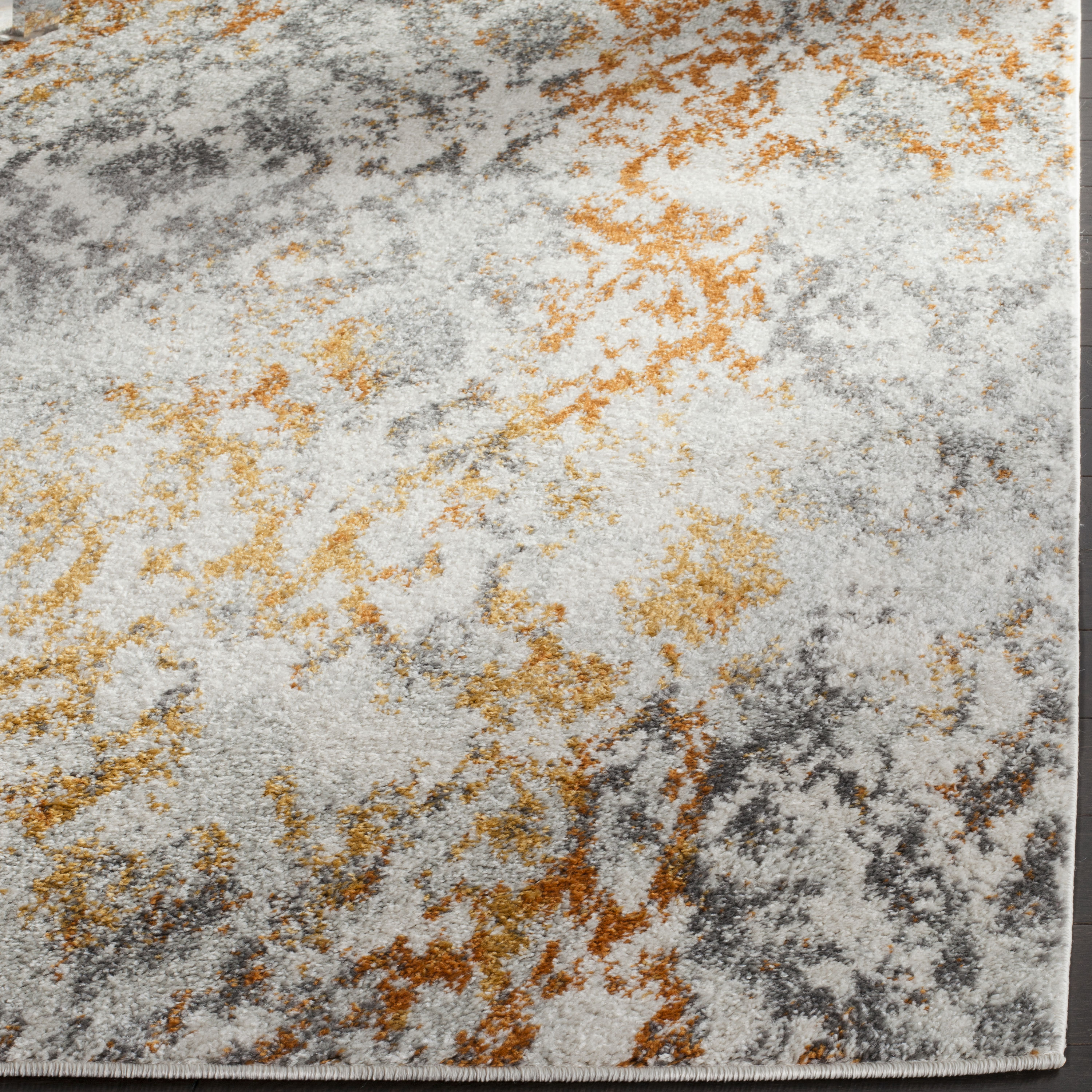 Reversible Easy-Care Cotton Blend 9' x 12' Cream/Orange Area Rug