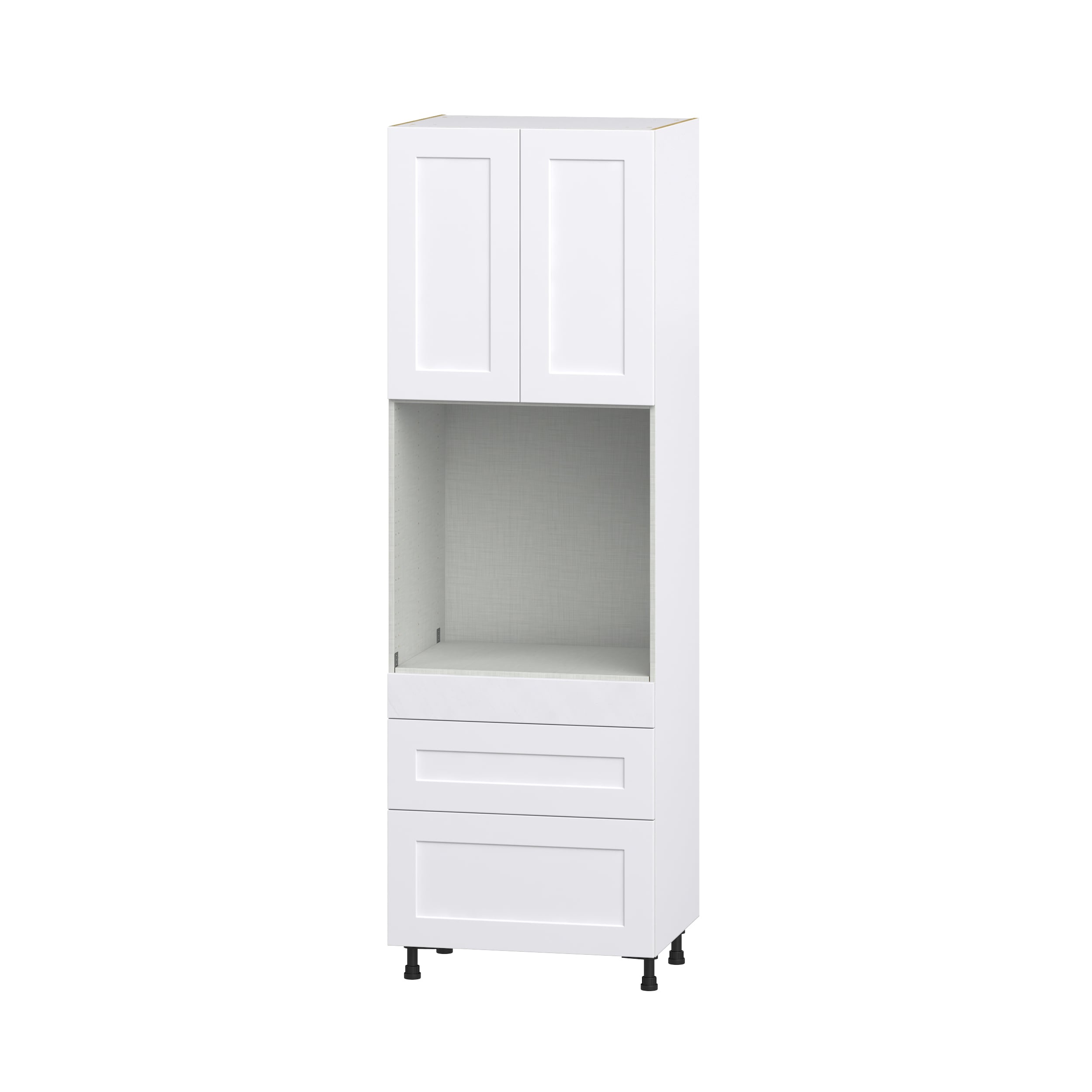 Hugo&Borg DSTO3D3094.5-JO Jolie 30-in W x 94.5-in H x 24-in D Warm White 3 -Drawers Single oven Pantry Fully assembled Cabinet (Recessed Panel Shaker)