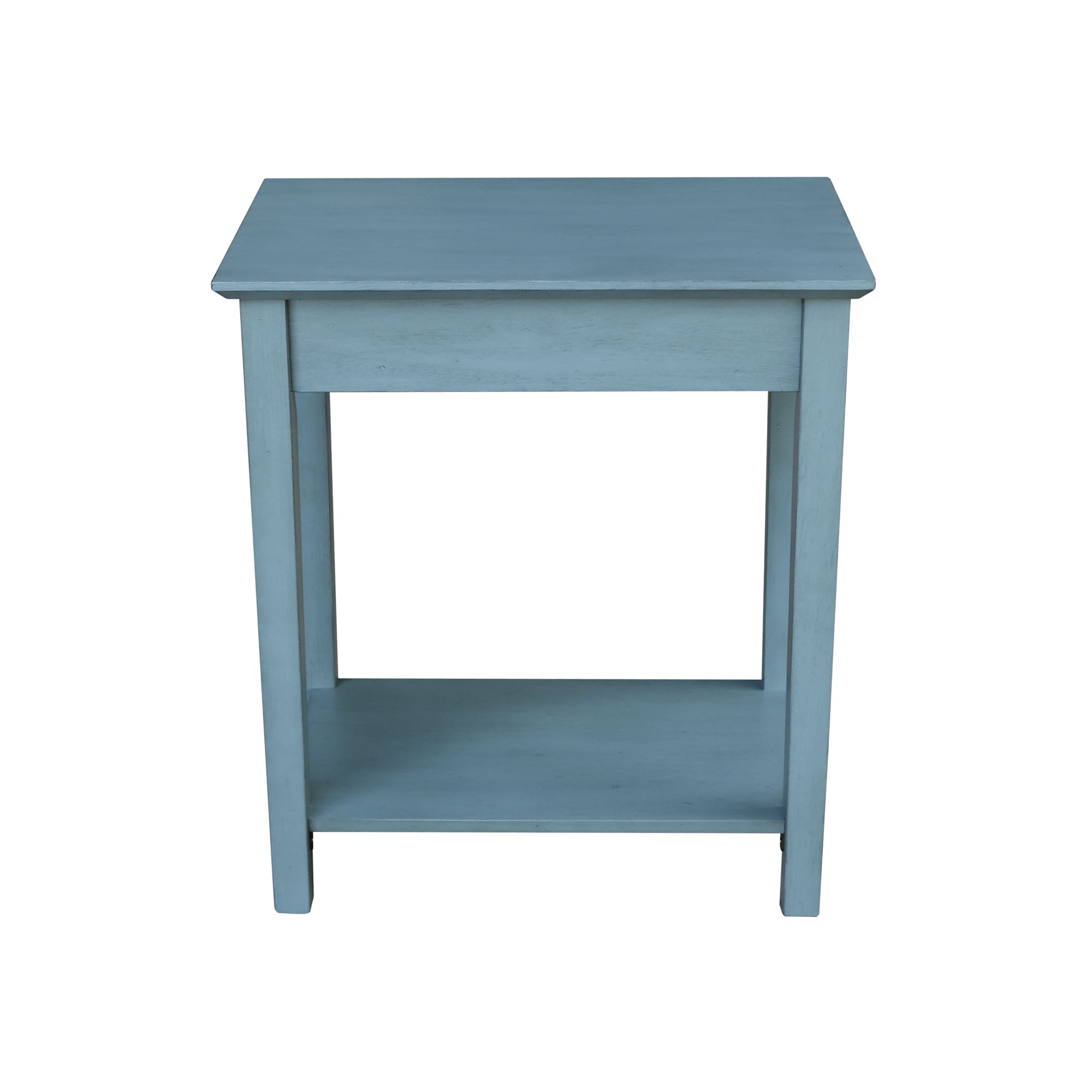 Ocean Blue Traditional Elegant Solid Parawood End Table with Storage