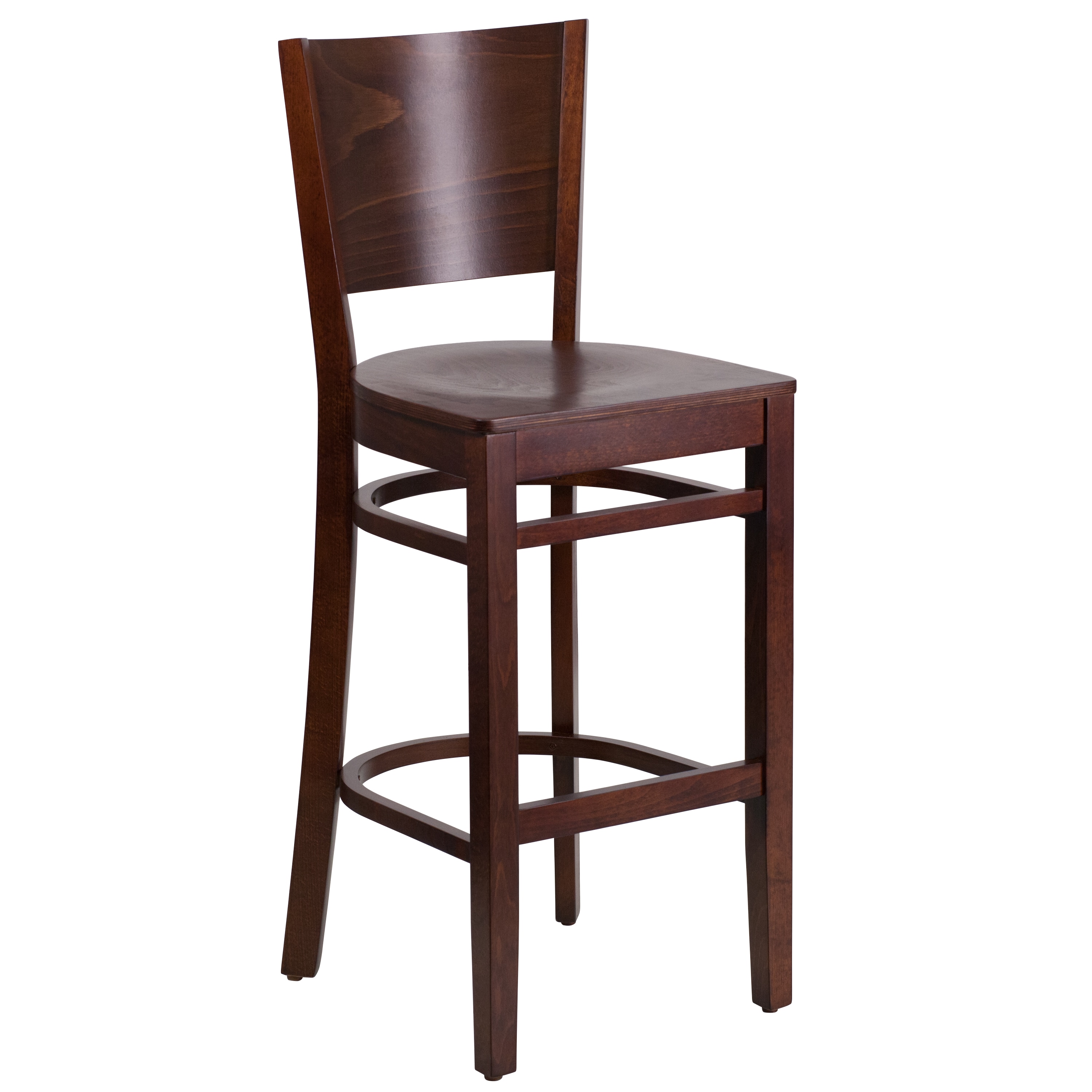 Flash Furniture 847254083898 Lacey Series Walnut Wood Seat/Walnut Wood Frame 29.25-Inches H Bar height Square seat Wood Bar Stool and Back