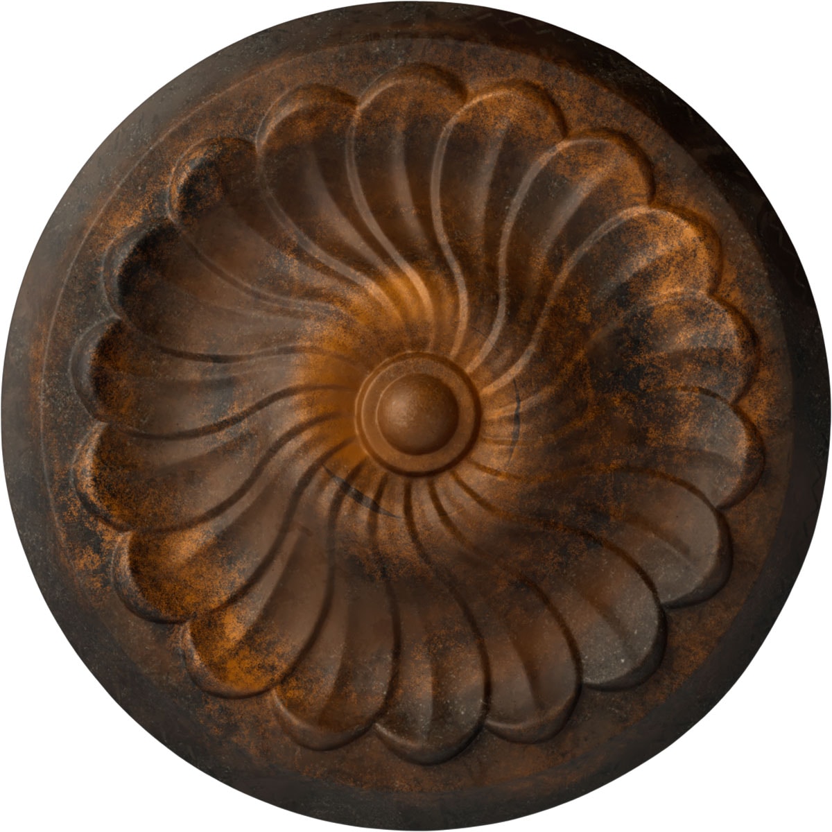 Ekena Millwork CM12FLRUS Flower Spiral 12.25-in W x 12.25-in L Painted Rust Polyurethane Whole Ceiling Medallion