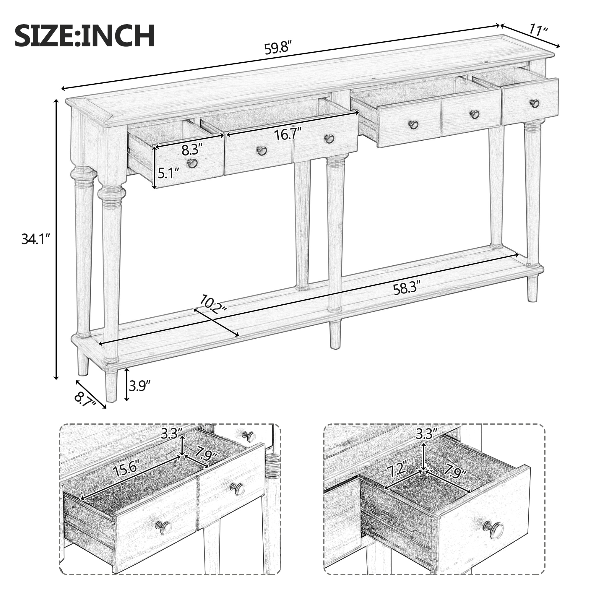 ModernLuxe N715P202860K Console-Sofa-Tables - View #3